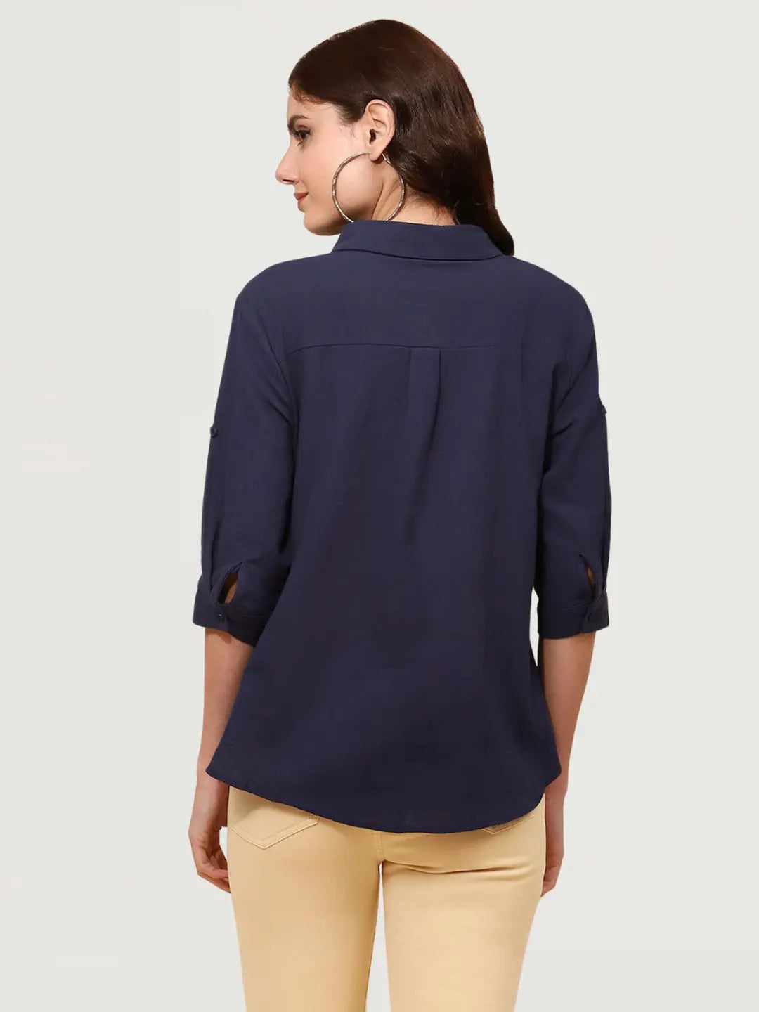 Navy Blue Cotton Formal Shirt - Global Republic