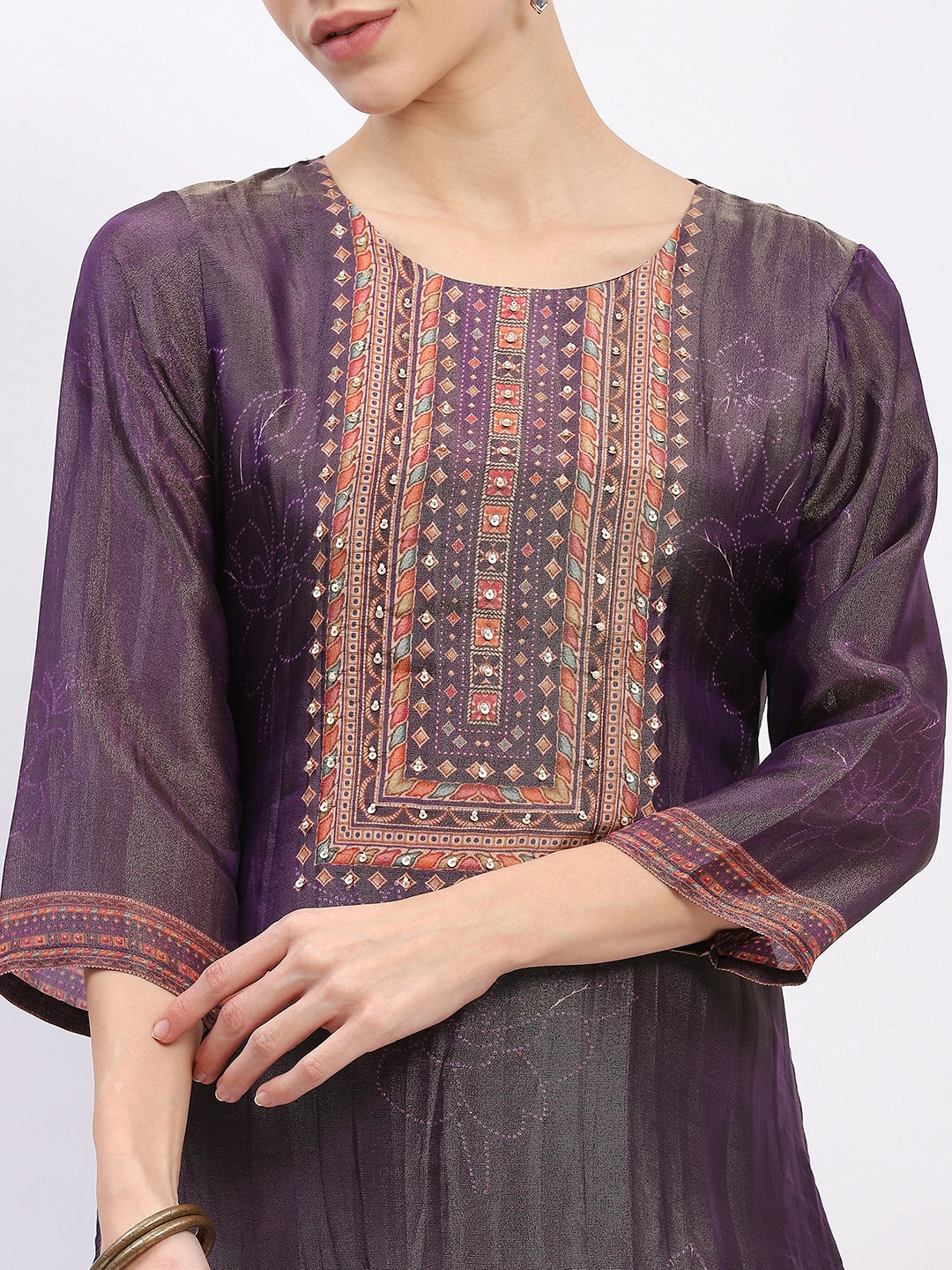 Muslin Embellished Kurta Set - Global Republic
