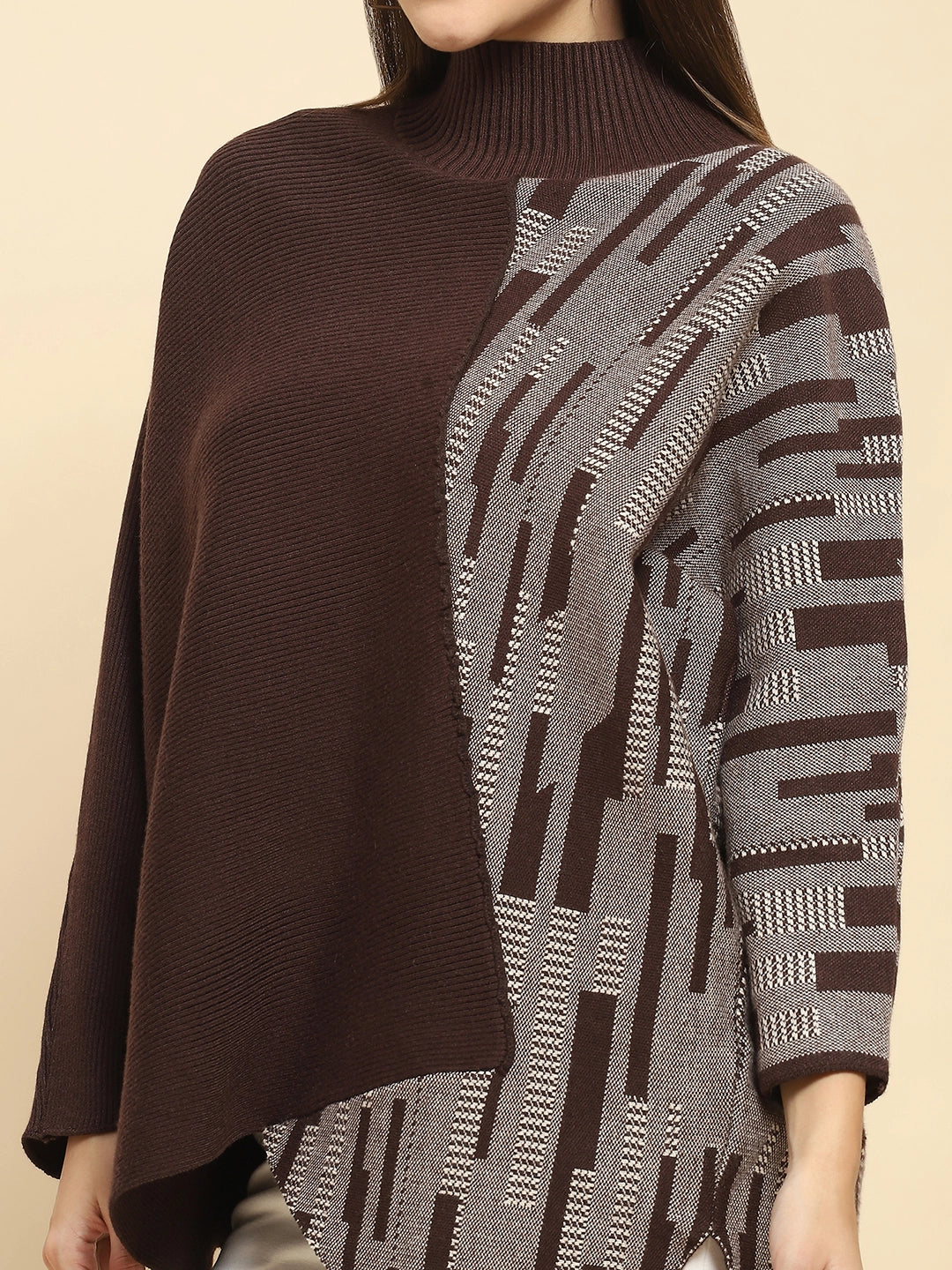 Brown Wool Blend Loose Fit Pullover - Global Republic