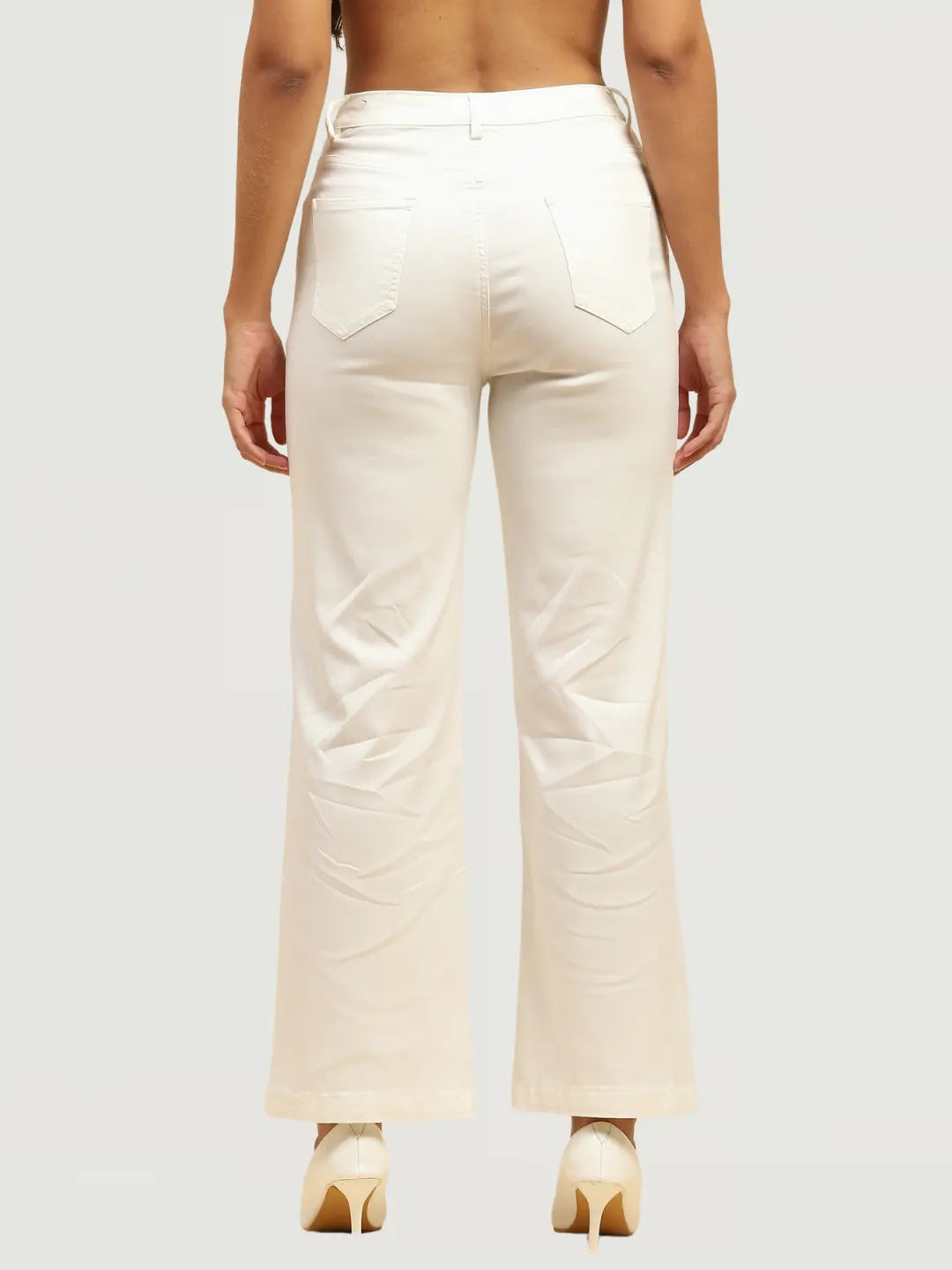 White Stretchable Loose Fit Trouser - Global Republic