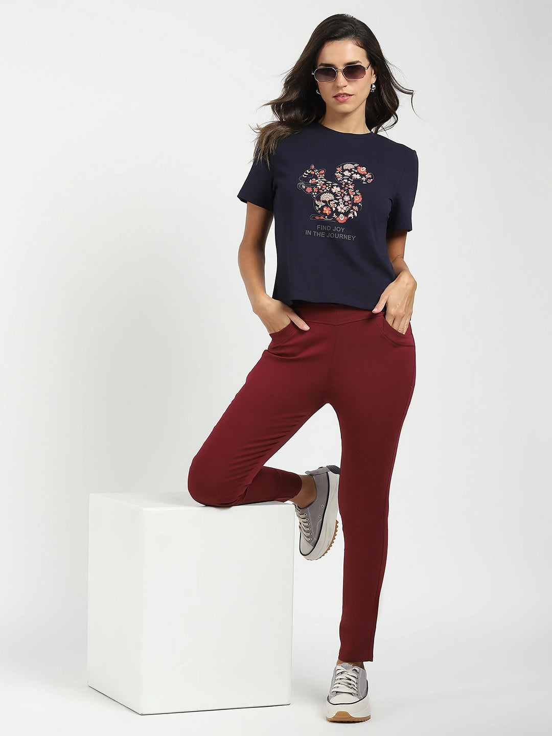 Maroon Ultra Stretchable Jegging - Global Republic