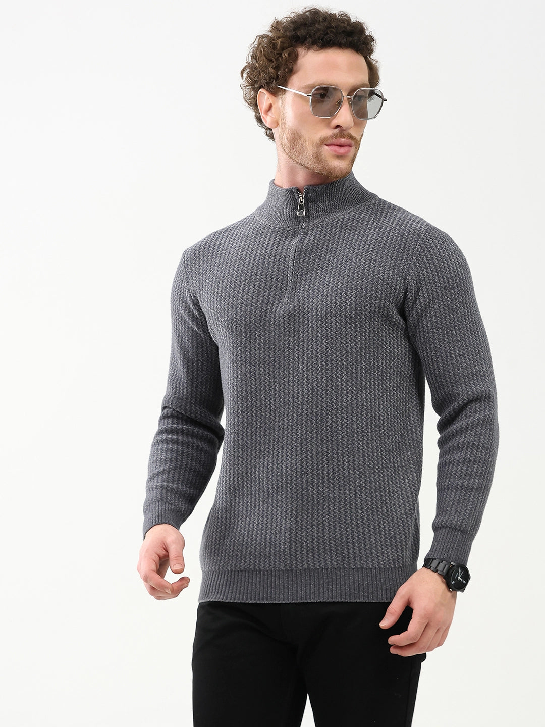 Woven Pattern Winter Pullover - Global Republic