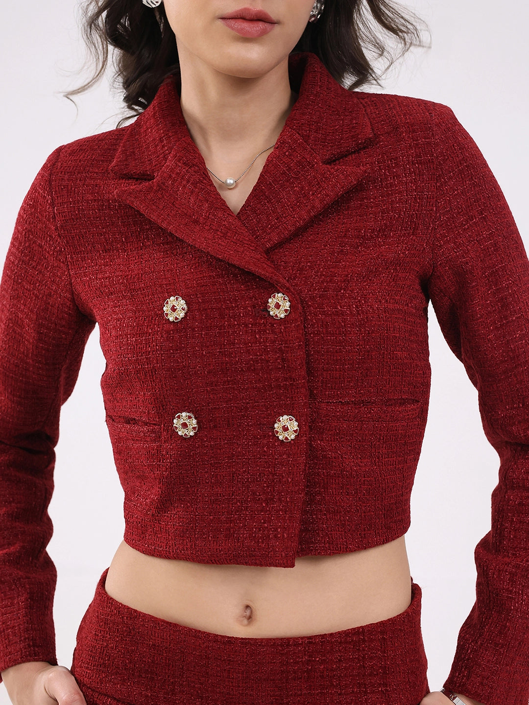 Maroon Wool Blend Co-ord Set - Global Republic