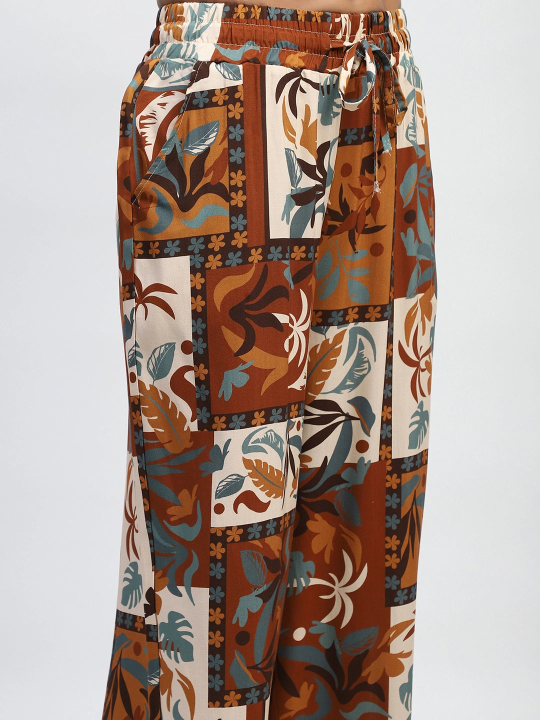 Brown Digital Print Rayon Nightsuit - Global Republic