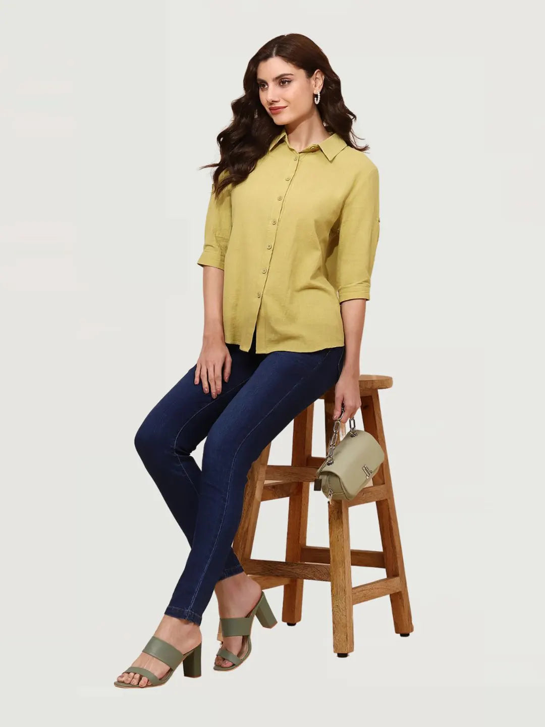 Light Olive Cotton Formal Shirt - Global Republic