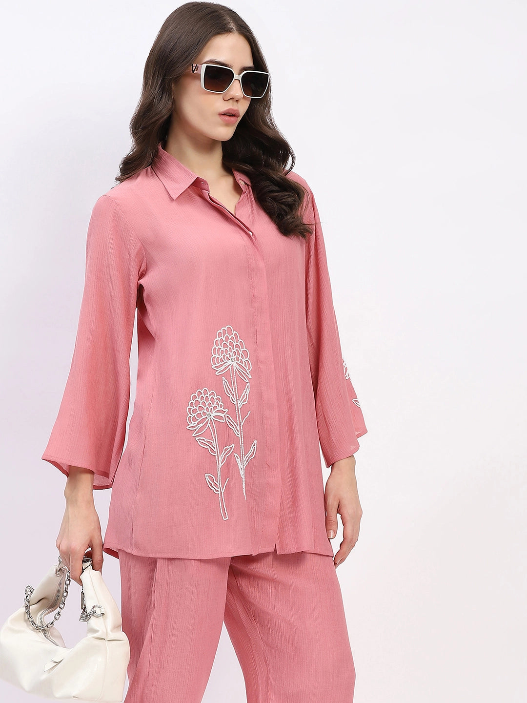 Embellished Shirt Collar Kurta Set - Global Republic