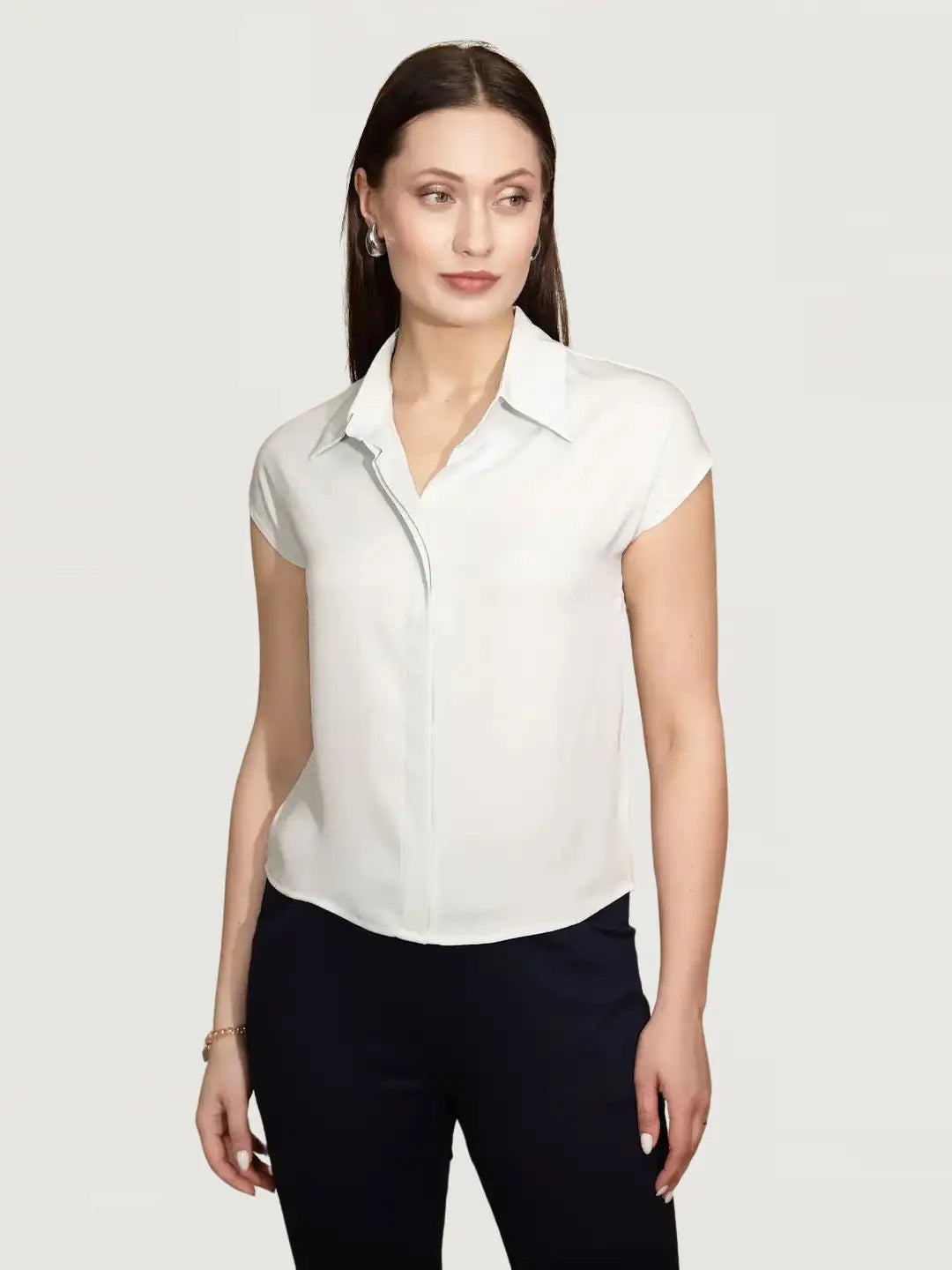 Pastel Green Satin Loose Formal Shirt - Global Republic