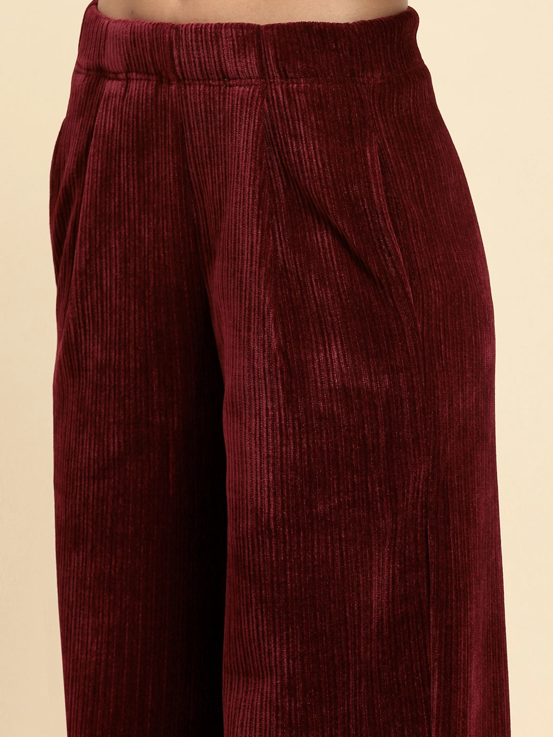 Wine Solid Loose Fit Lower - Global Republic