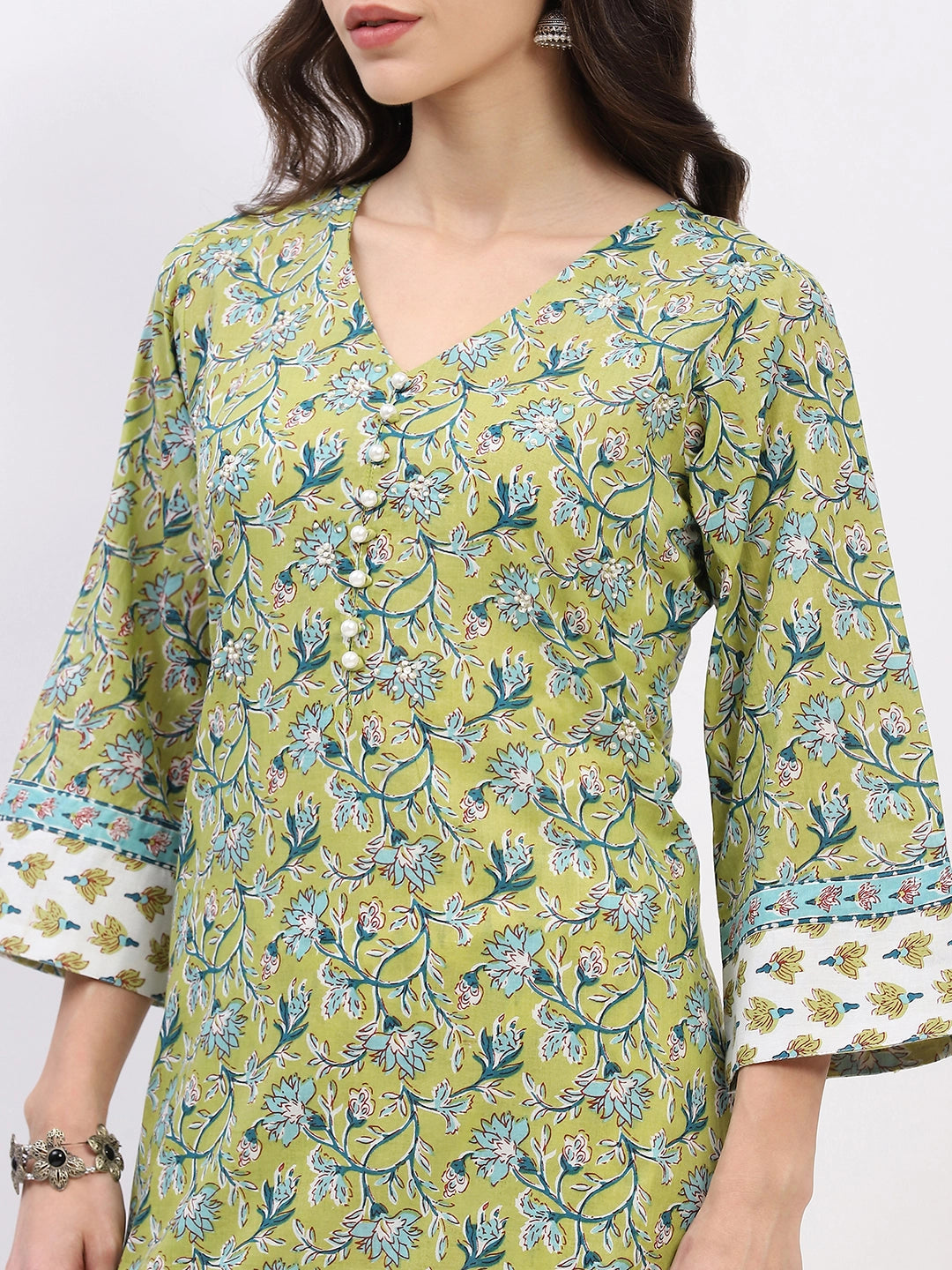 Floral Printed Cotton Kurta Set - Global Republic