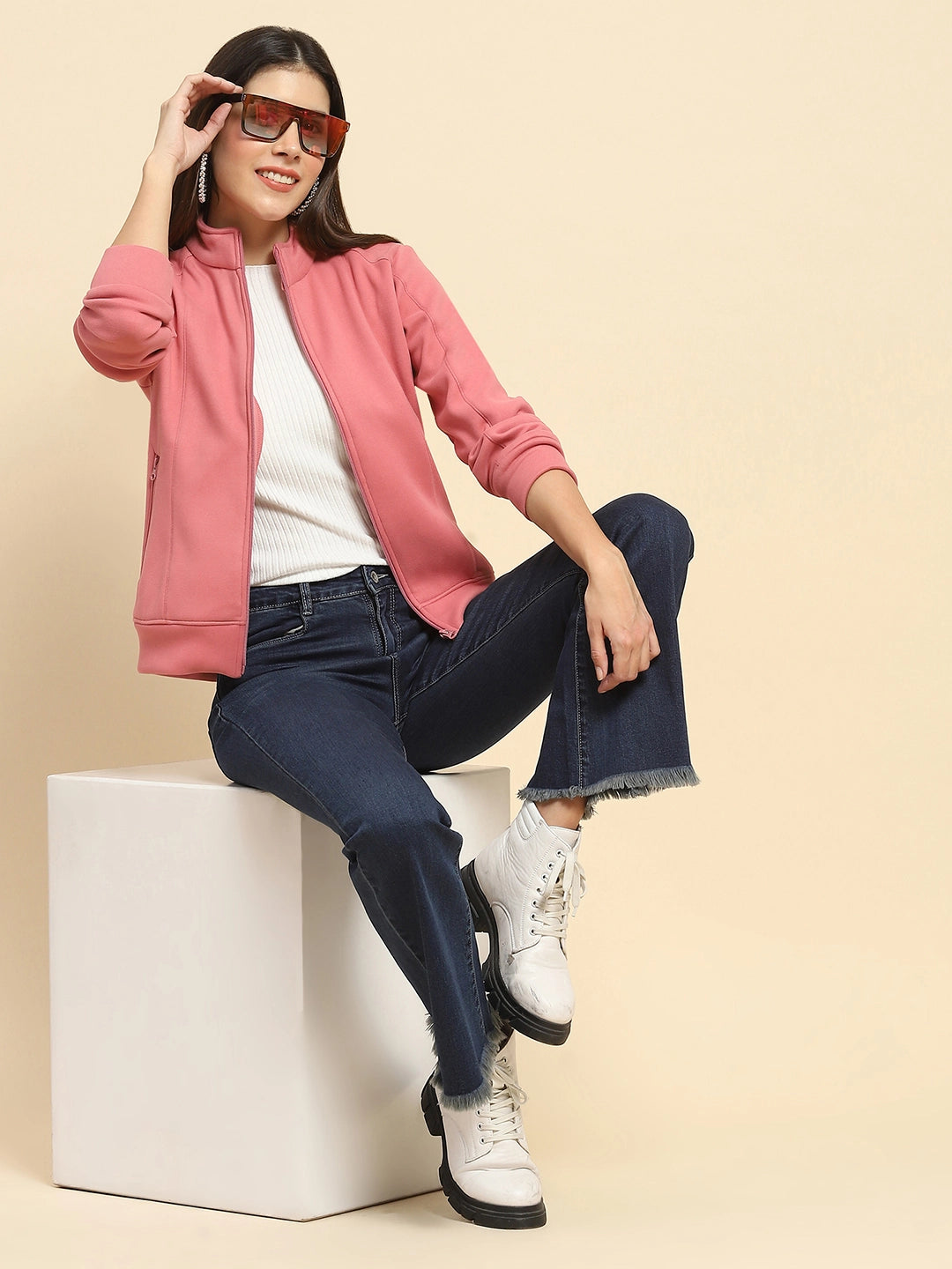 Pink Solid Sweatshirt - Global Republic