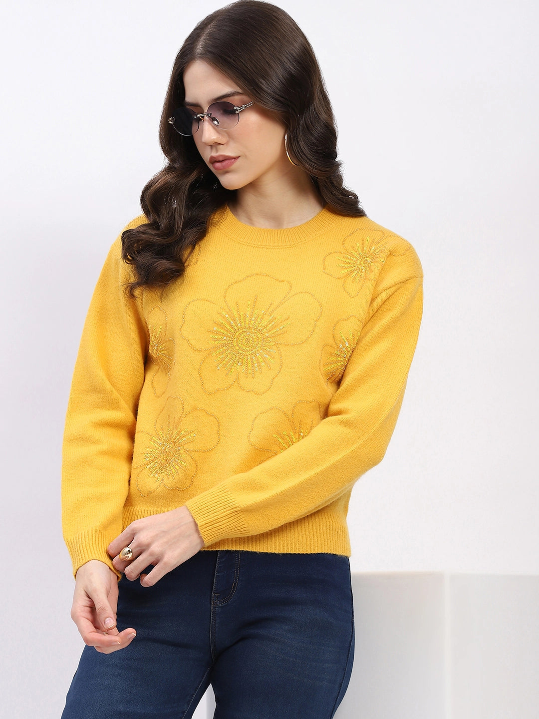 Floral Embellished Winter Pullover - Global Republic