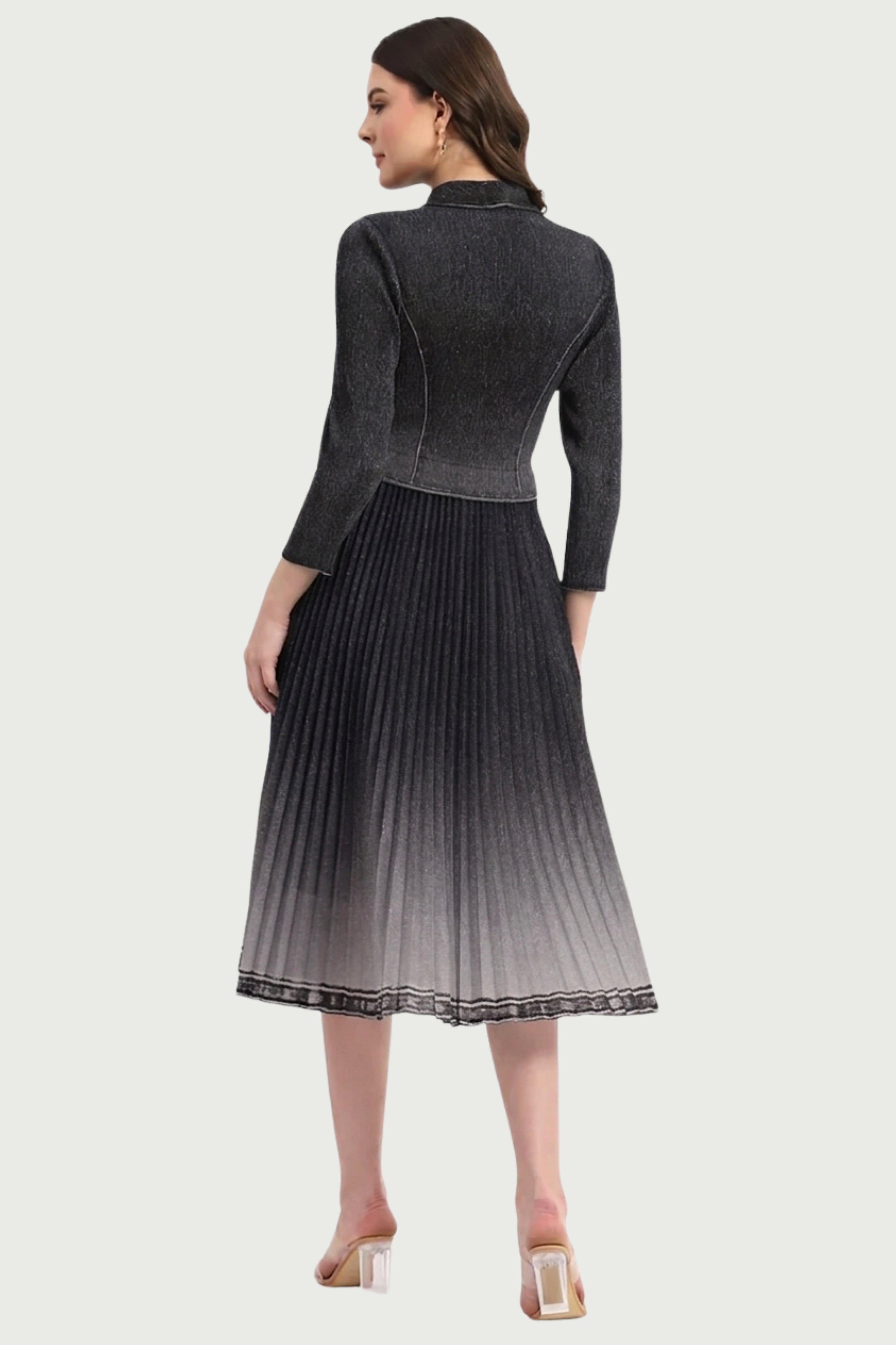 Black Pleated Midi Dress