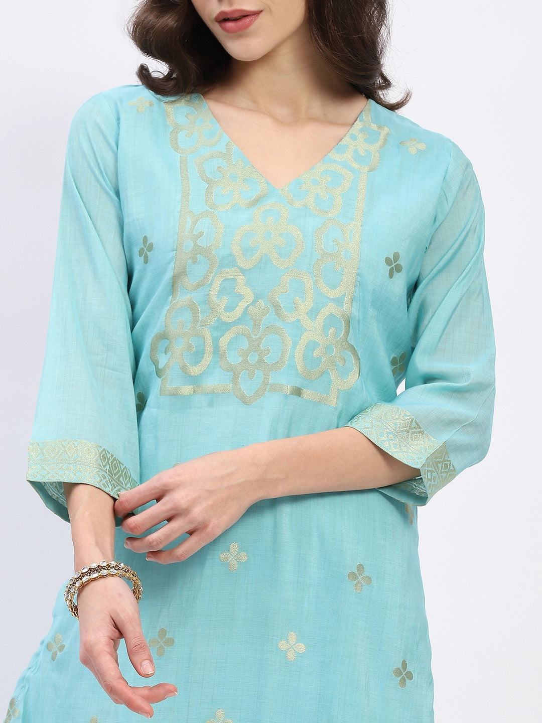 Ethnic Motif Chanderi Kurta Set - Global Republic