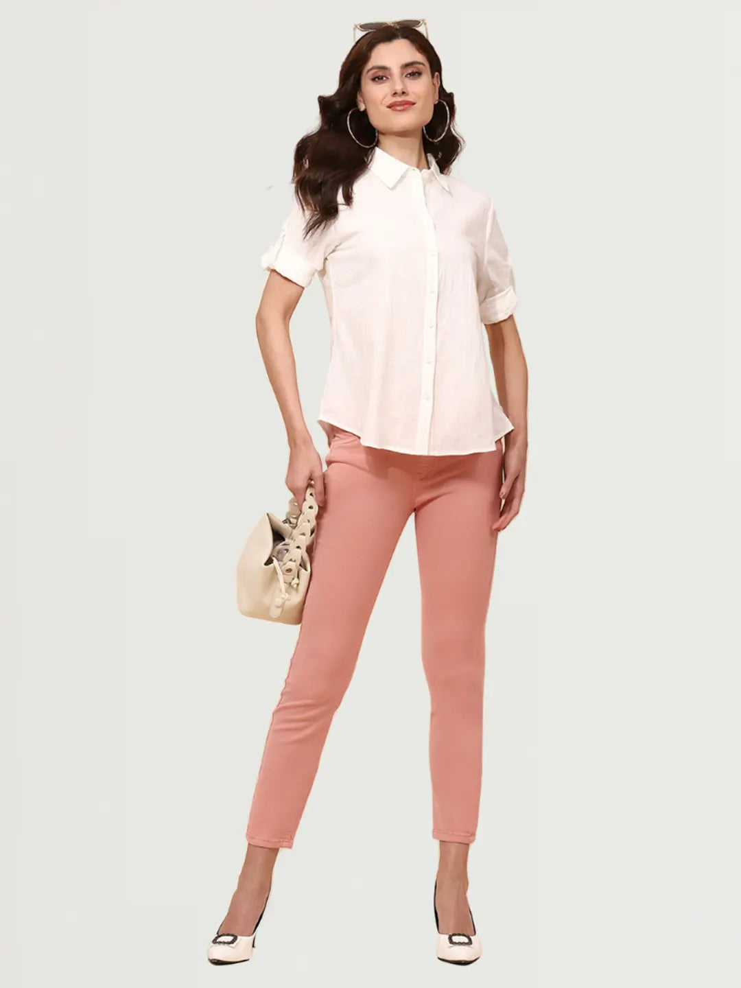 Pink Cotton Blend Slim Fit Jegging - Global Republic