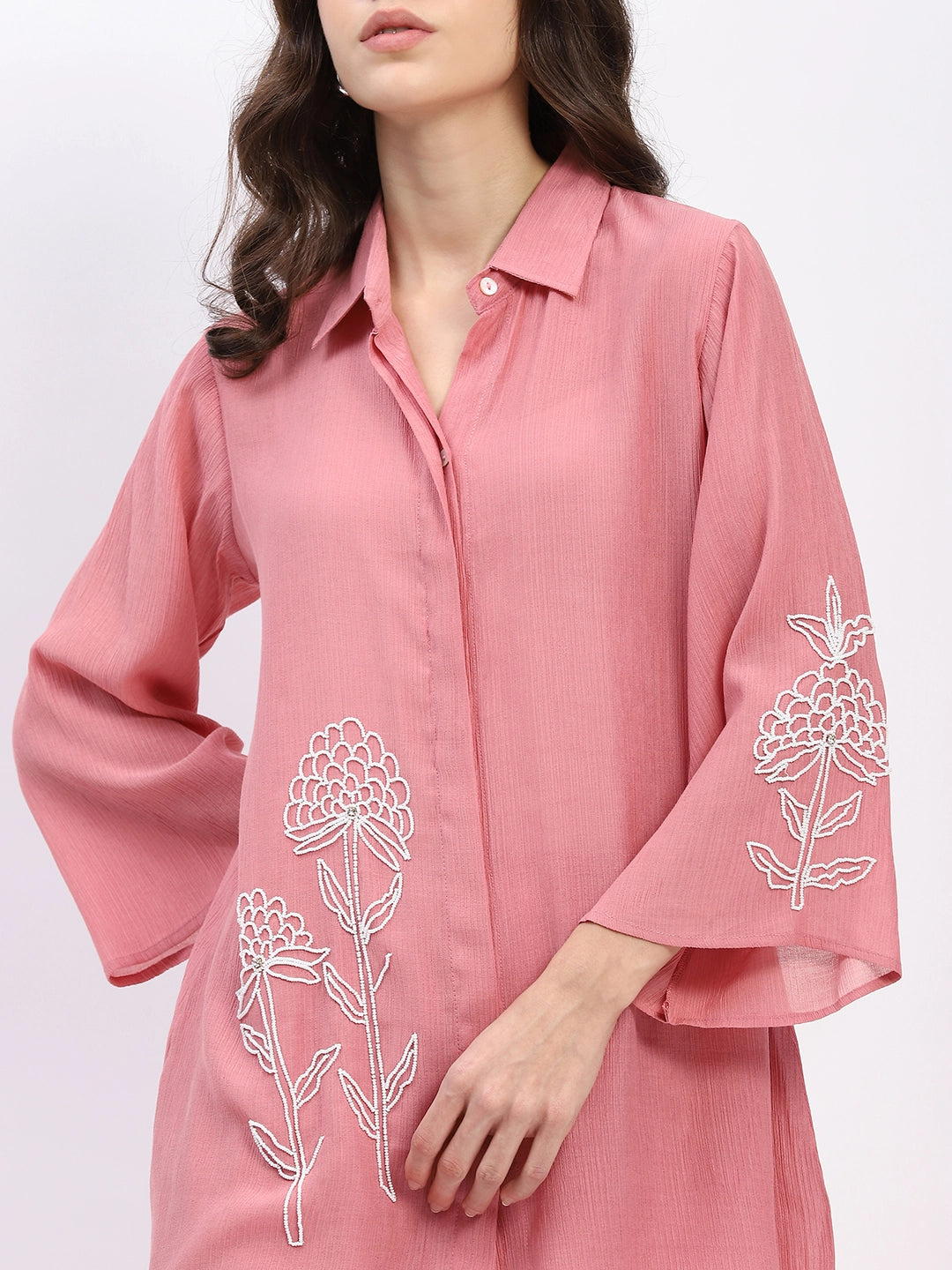 Embellished Shirt Collar Kurta Set - Global Republic