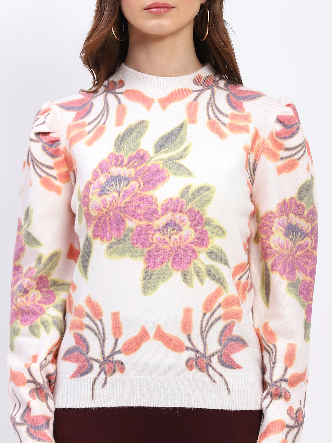 Floral Print Wool-Blend Pullover - Global Republic