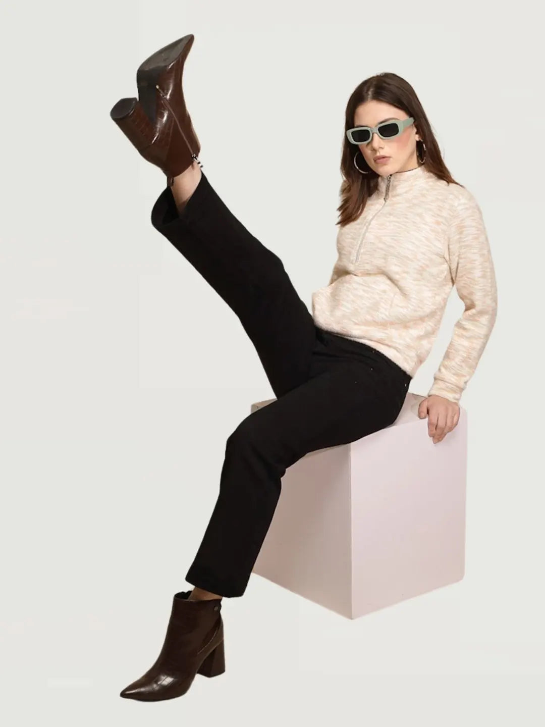 Black High Rise Straight fit Jeans - Global Republic