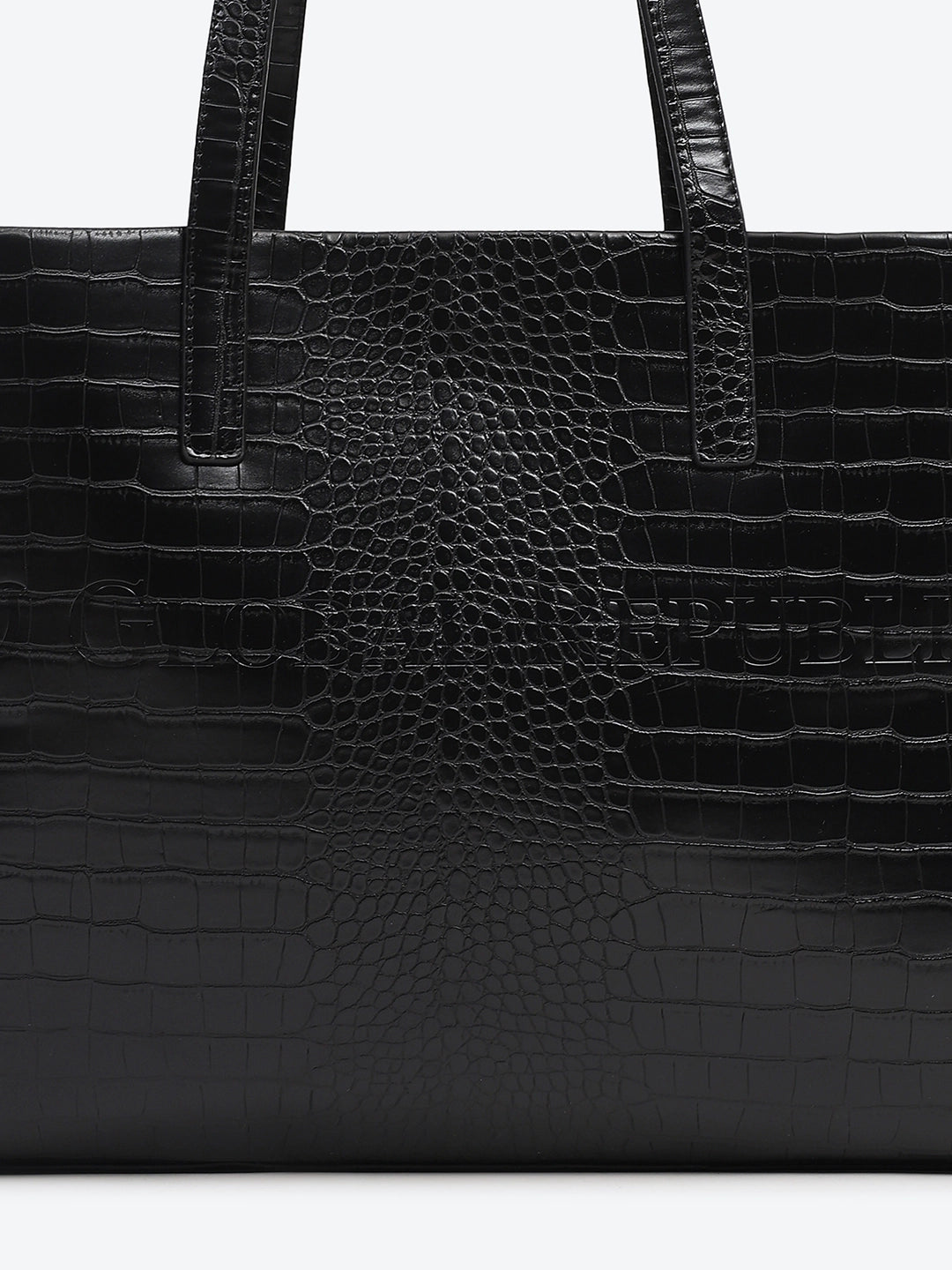 Black Textured Oversized Tote Bag - Global Republic