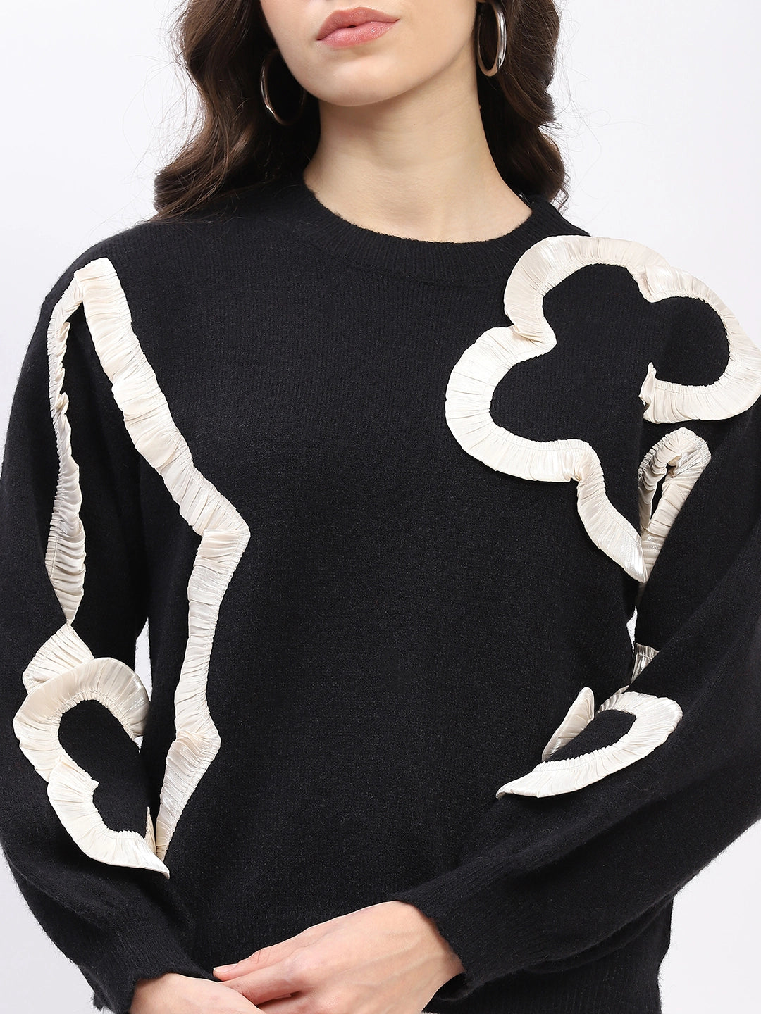 Ribbon Floral Embellished Pullover - Global Republic