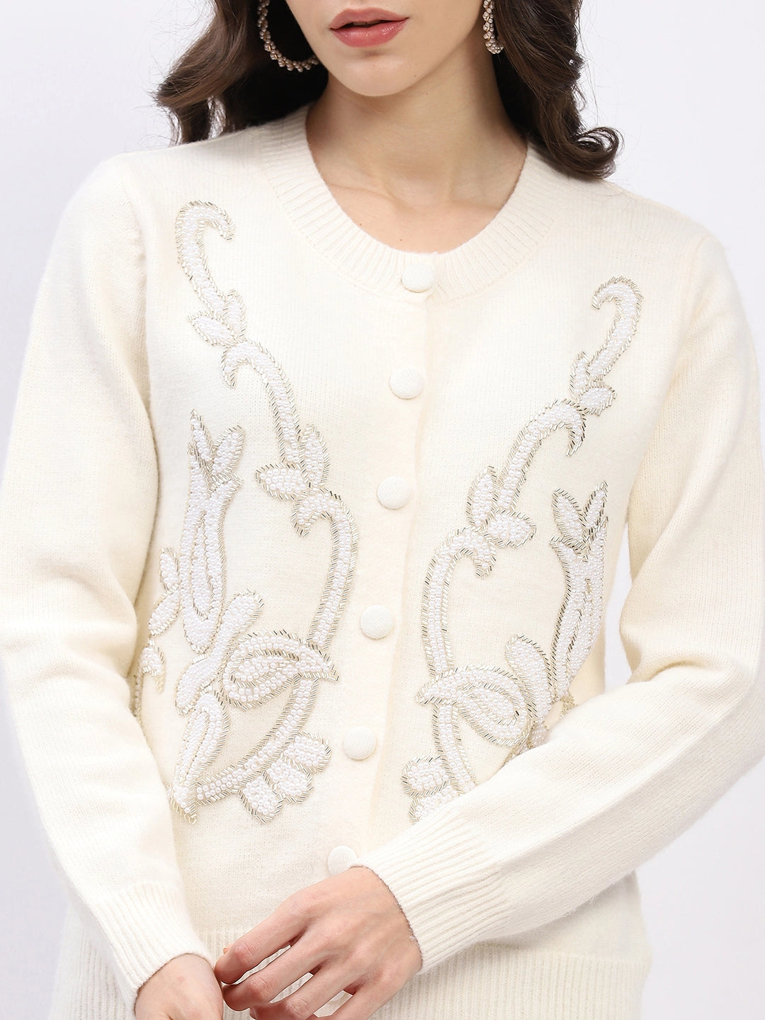 Embellished Wool-Blend Cardigan - Global Republic