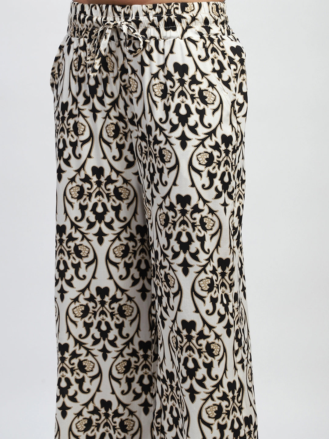 Black Rayon Abstract Print Nightsuit - Global Republic