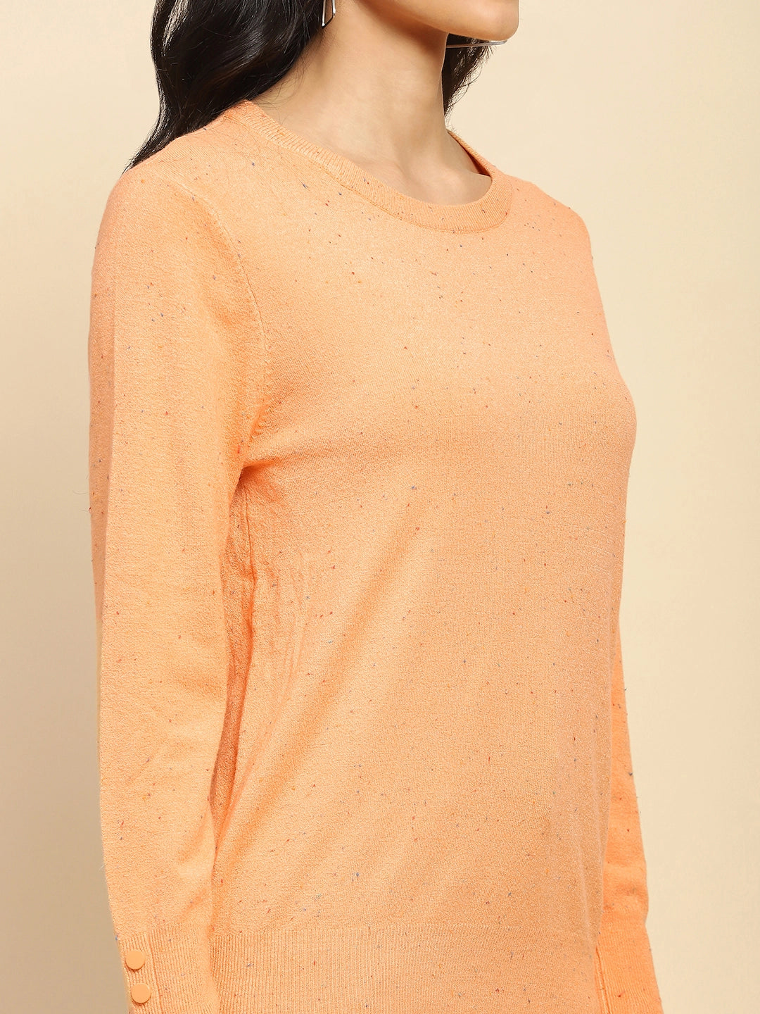 Orange Viscose Blend Pullover - Global Republic