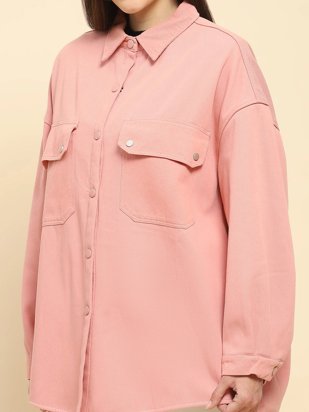 Pink Oversized Fleece Winter Shacket - Global Republic