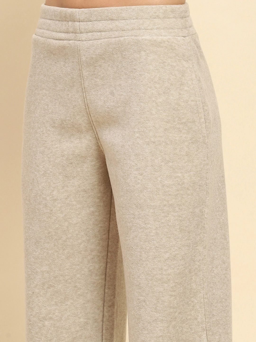 Beige Solid Relaxed Winter Nightsuit - Global Republic