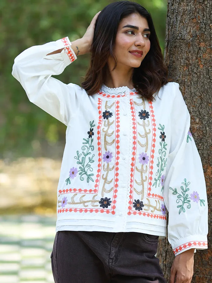 Embroidered Cotton Shirt - Global Republic