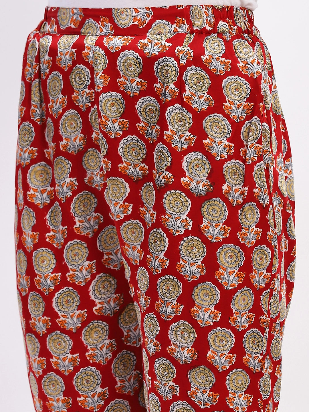 Floral Elegance Red Kurta Set - Global Republic