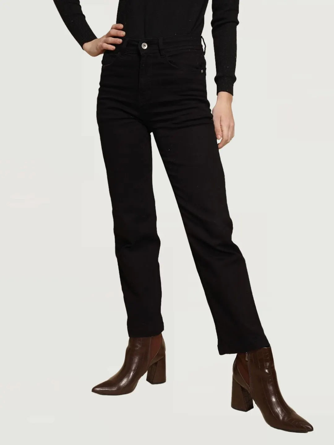 Black High Rise Straight fit Jeans - Global Republic