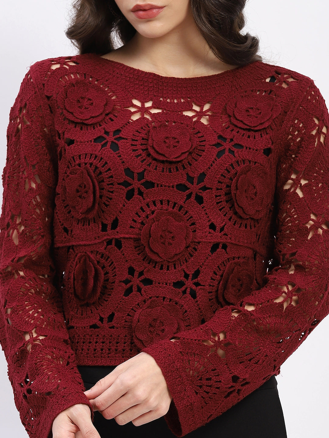 Floral Crochet Woven Top - Global Republic