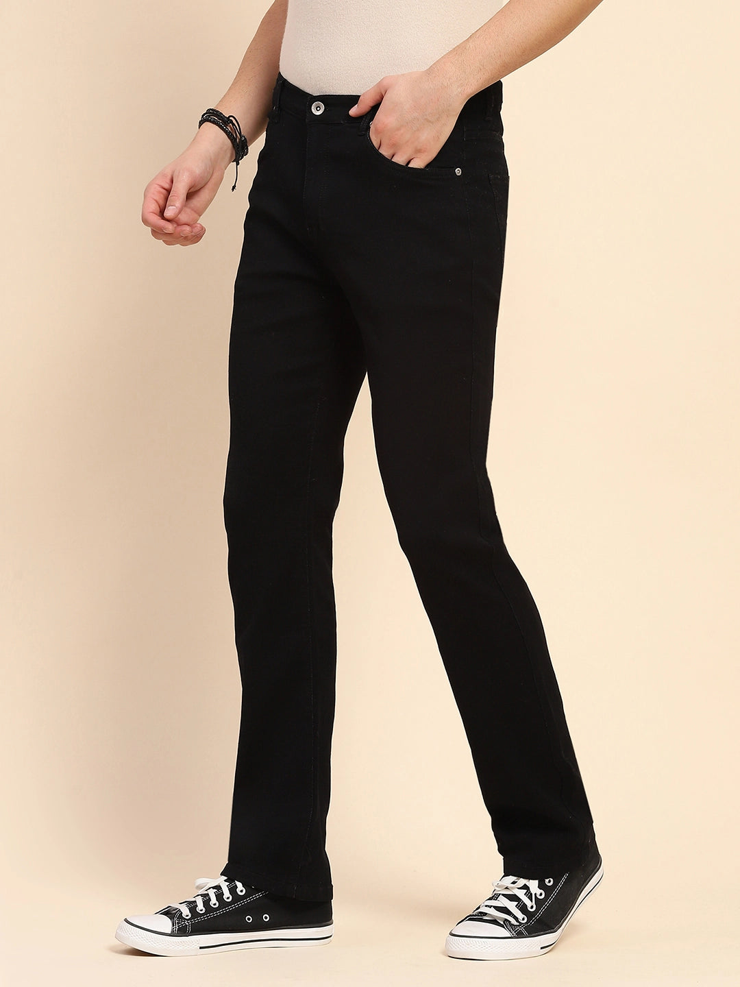 Black Cotton Blend Jeans - Global Republic