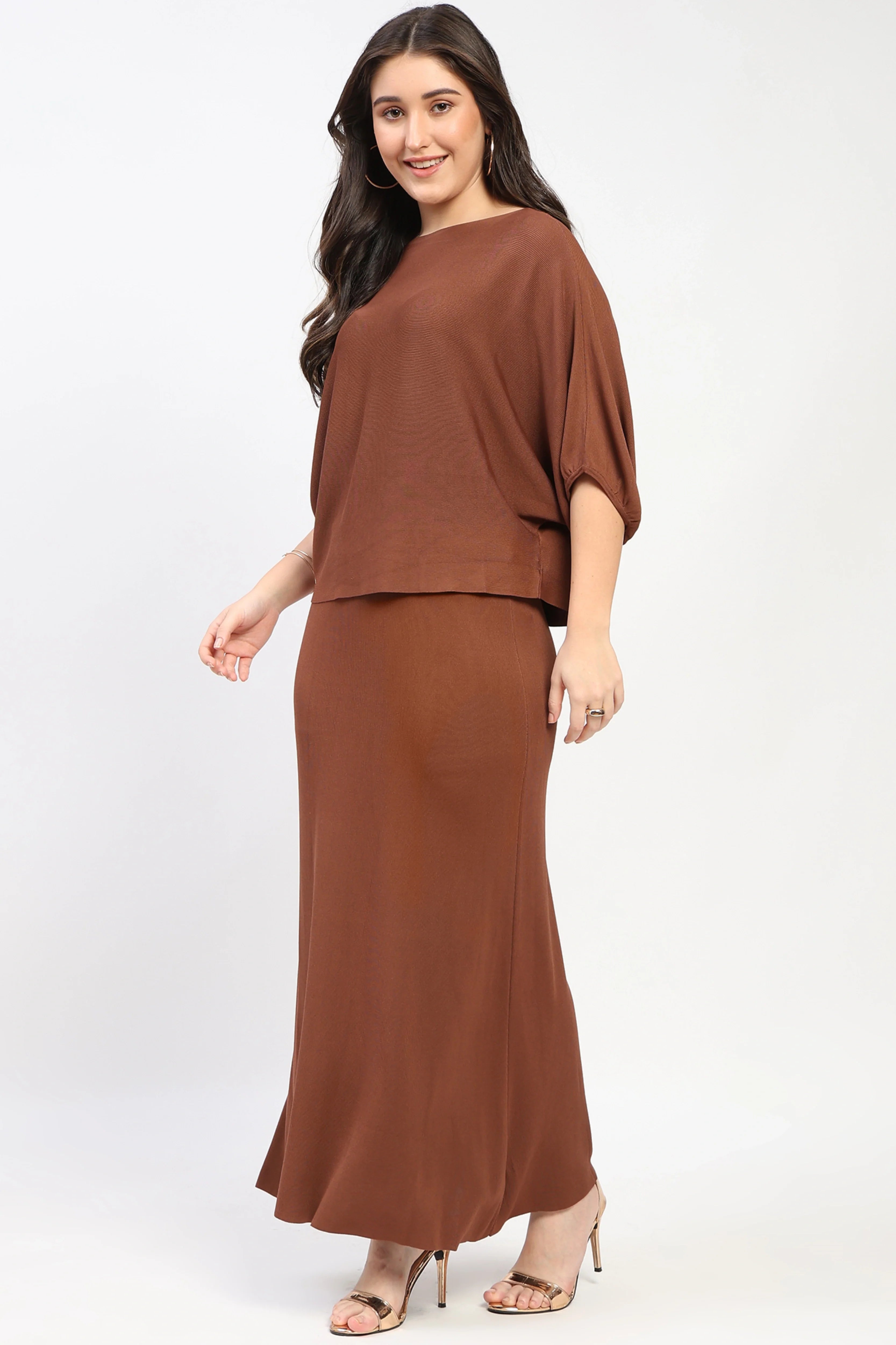 Brown Top & Skirt Co-Ord Set-Global Republic