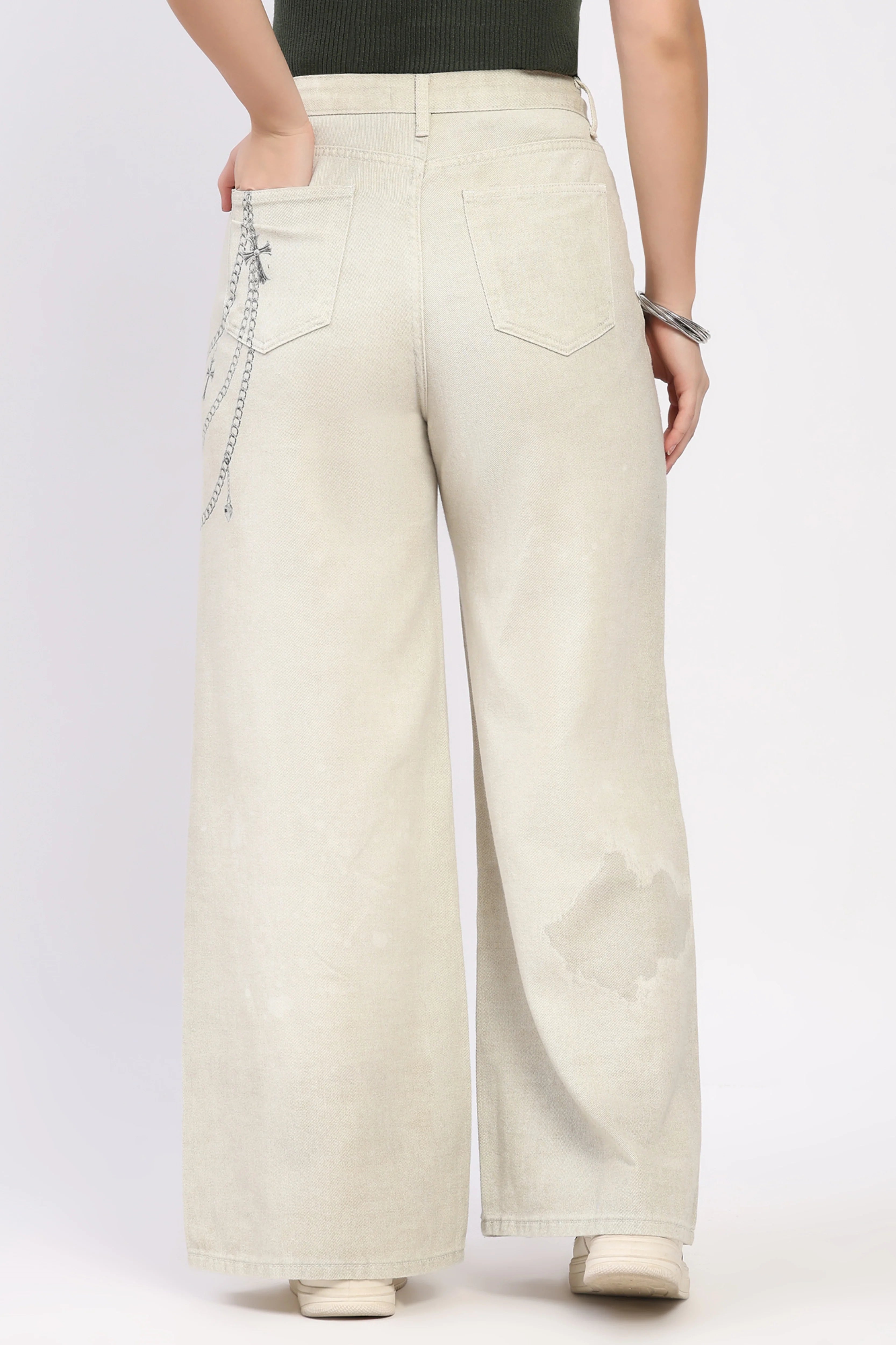 Printed Wide-Leg Jeans-Global Republic