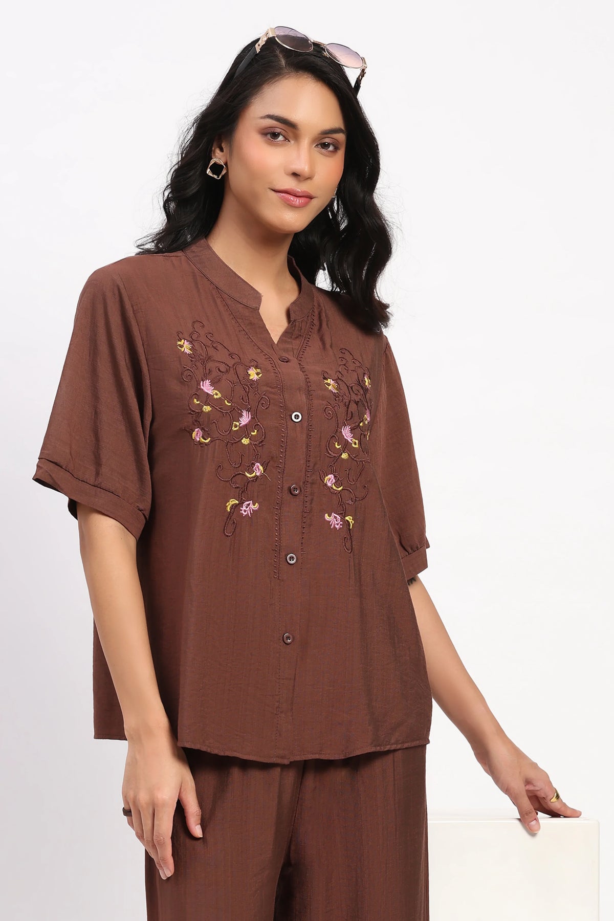 Coffee Brown Floral Set-Global Republic