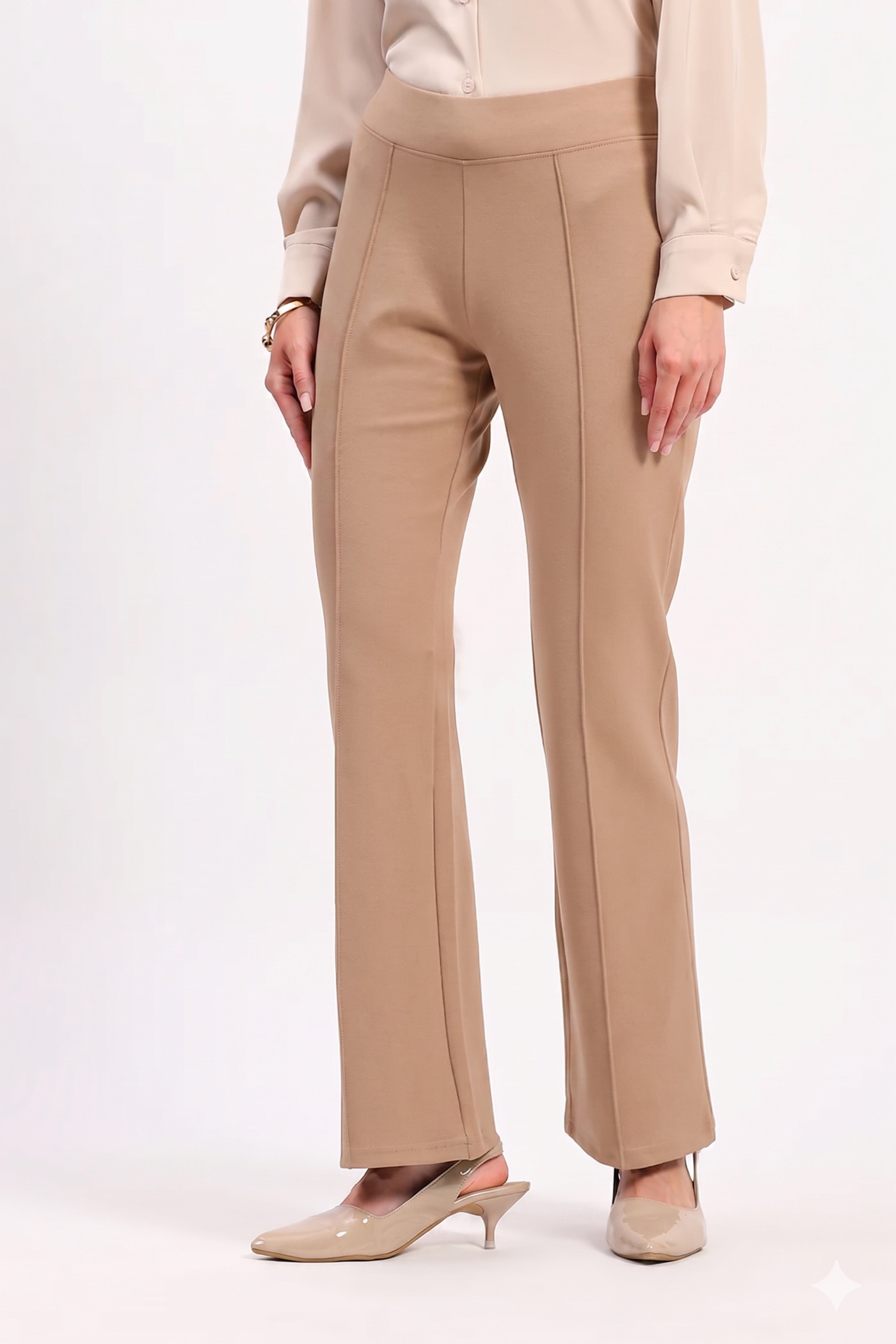 Beige Cotton Spandex Jeggings