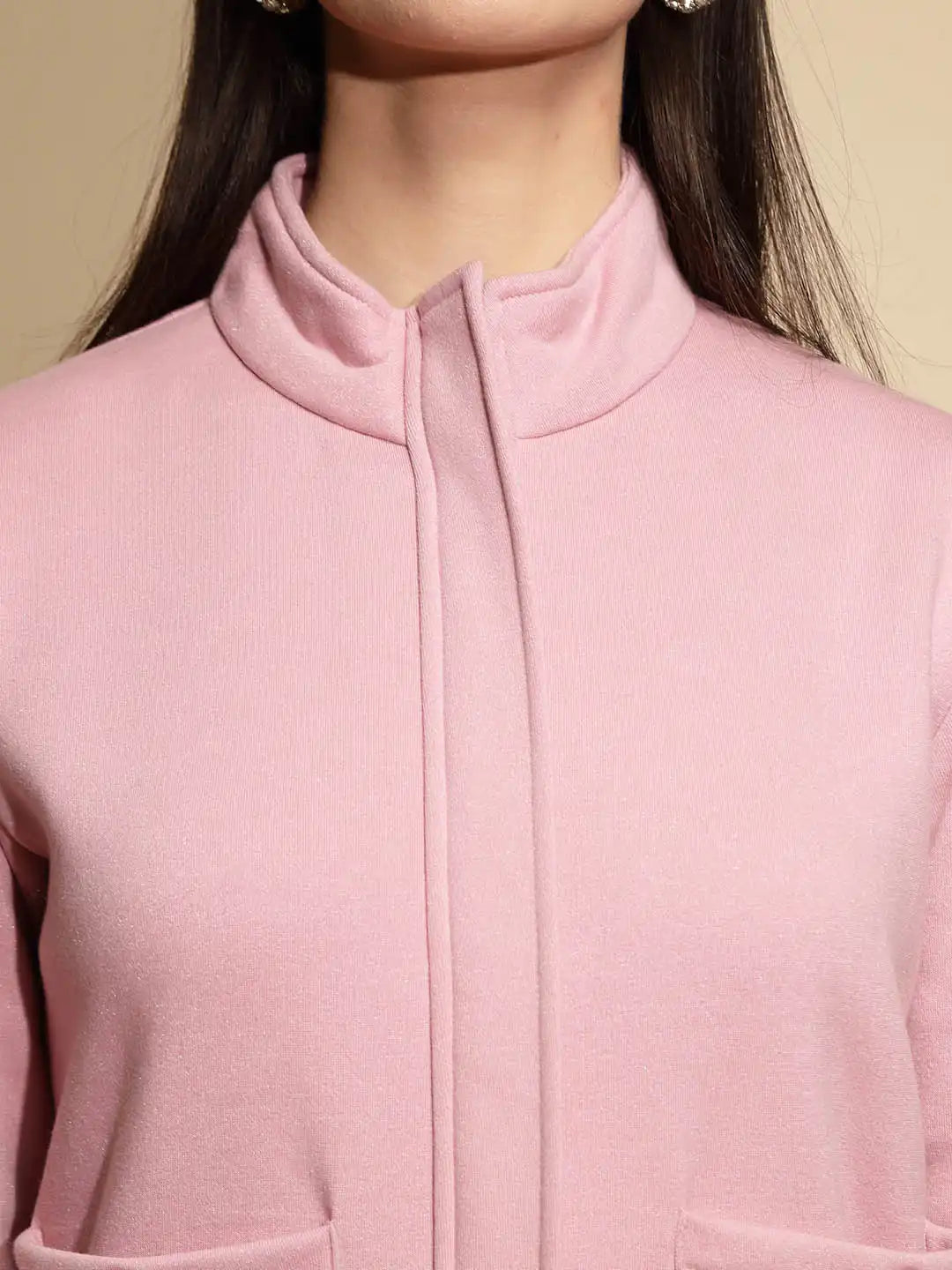 Pink Solid Acrylic Sweatshirt - Global Republic