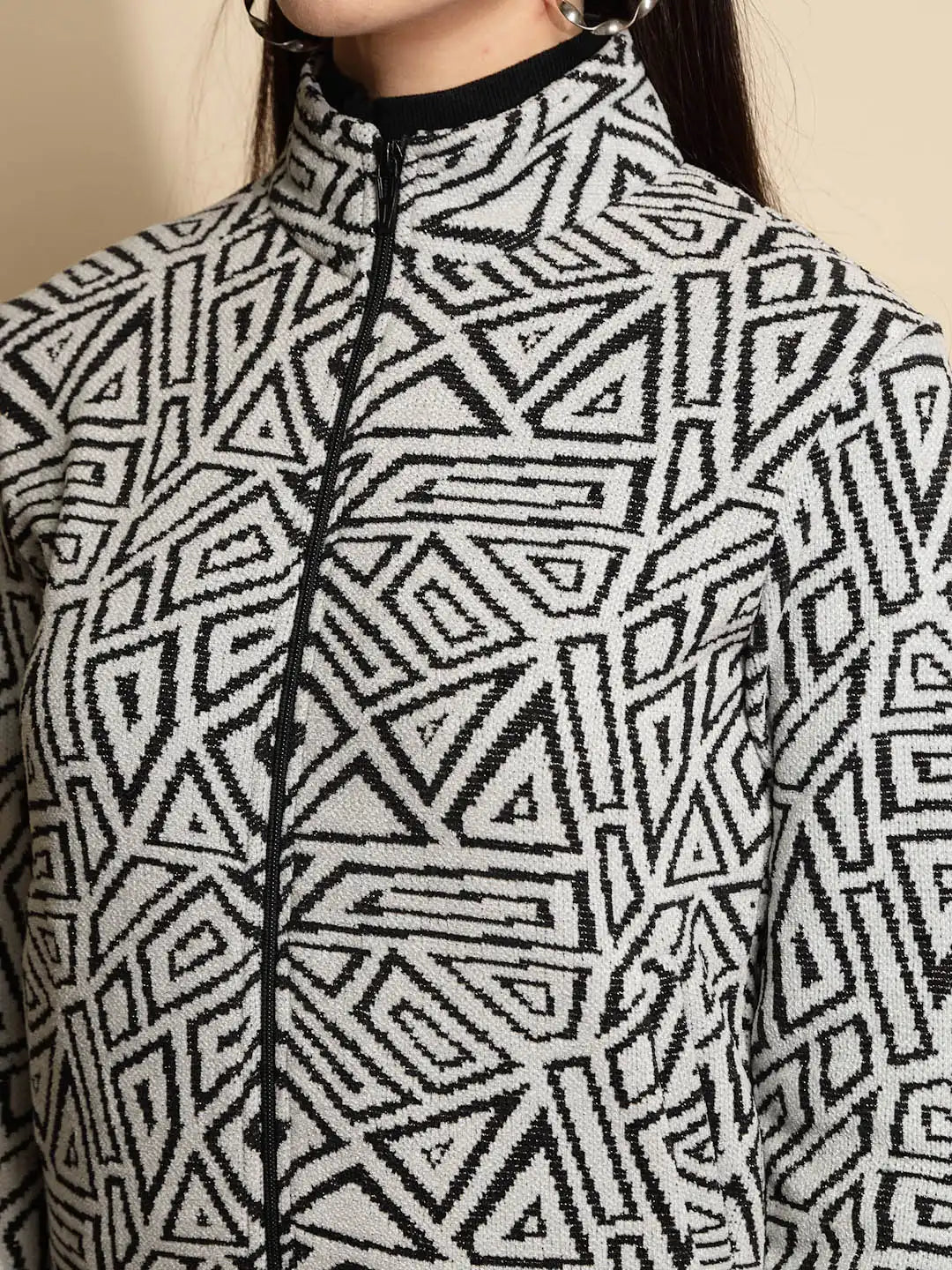 Monochrome Geometric Acrylic Sweatshirt - Global Republic