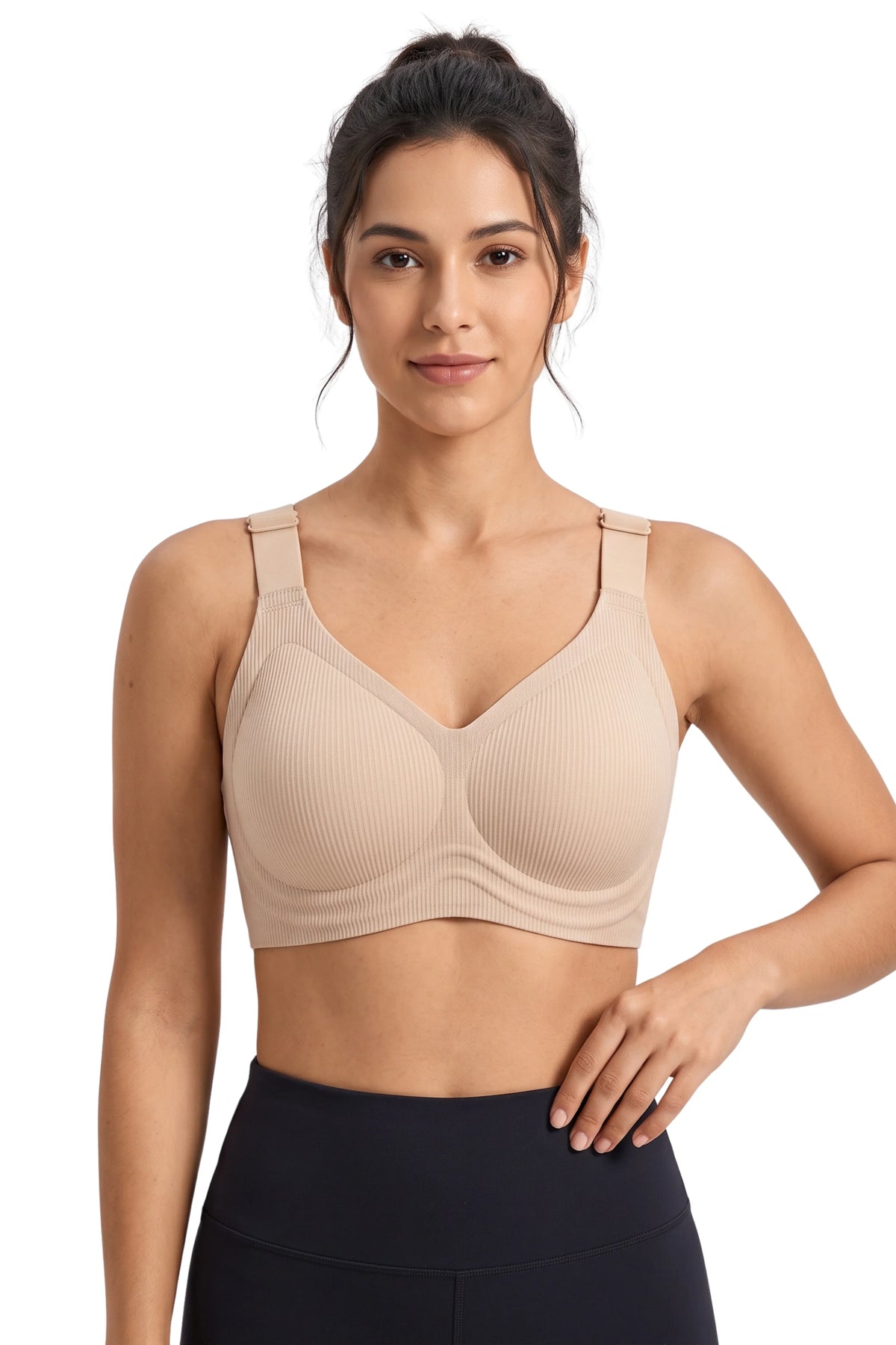 Beige Seamless Lightly Padded Bra-Global Republic
