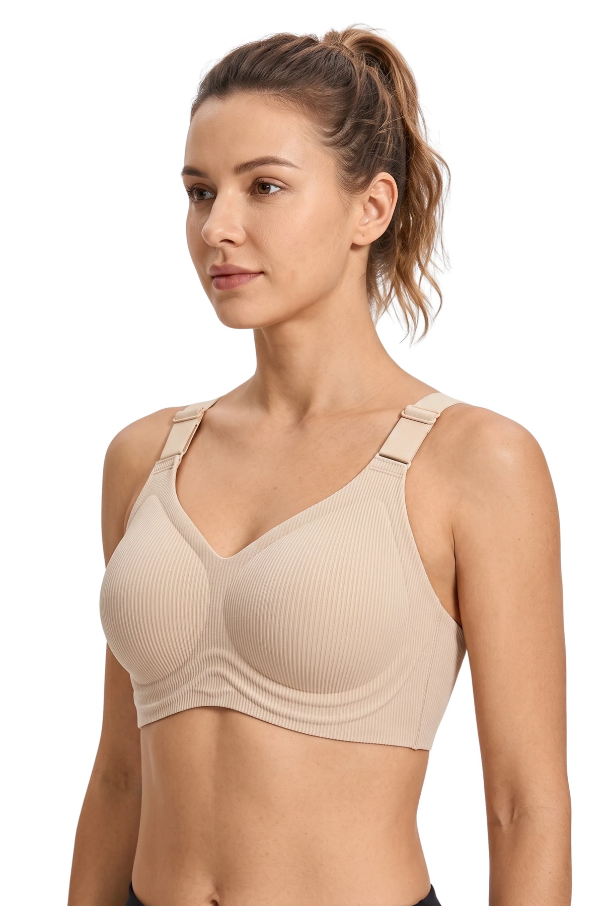 Beige Seamless Lightly Padded Bra-Global Republic