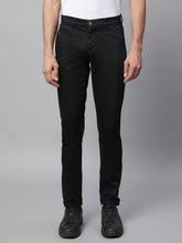 Mens Black Polyester Solid Trouser