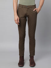 Mens Brown Polyester Solid Trouser