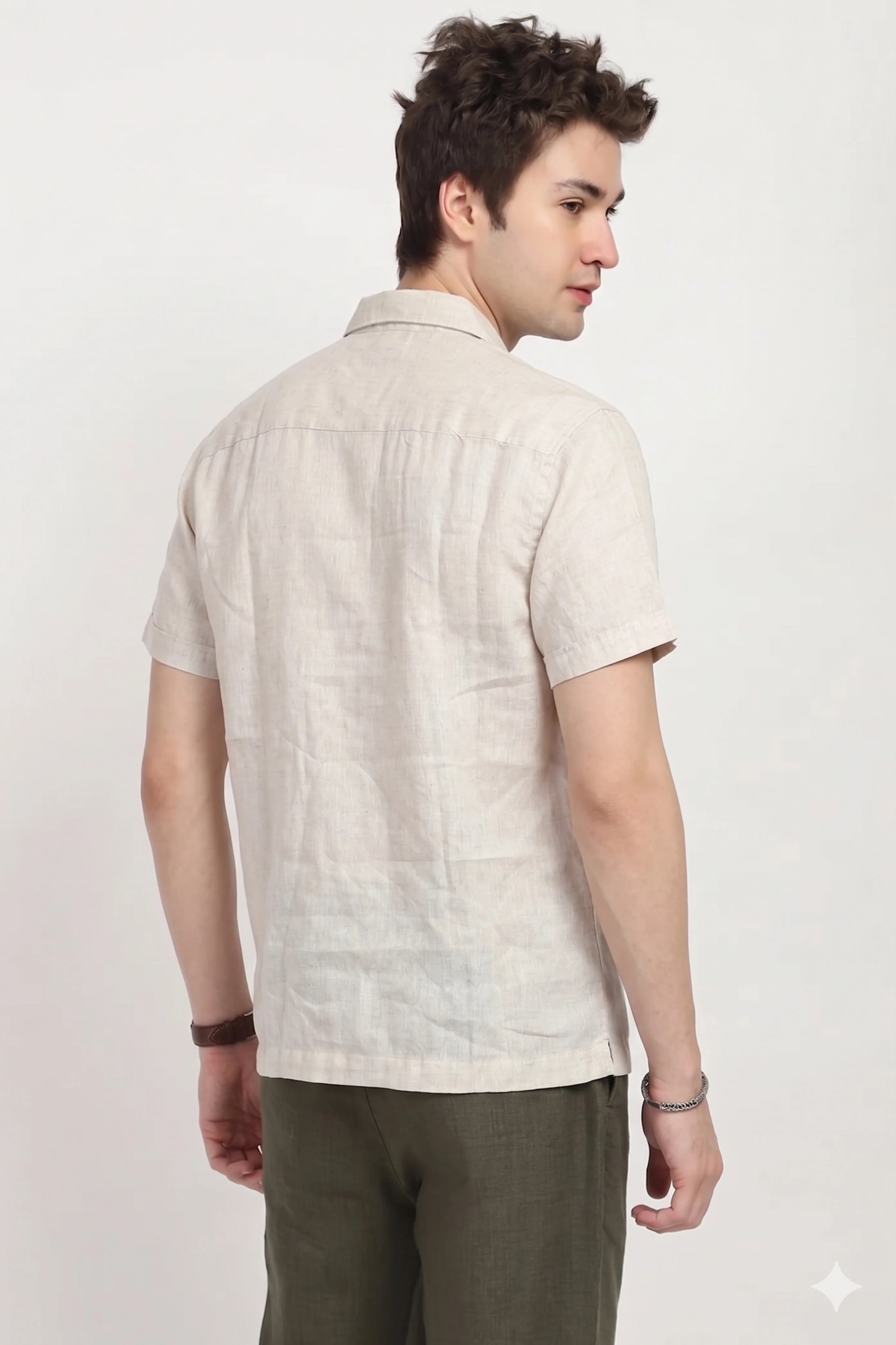 Linen Blend Tropical Print Shirt-Global Republic