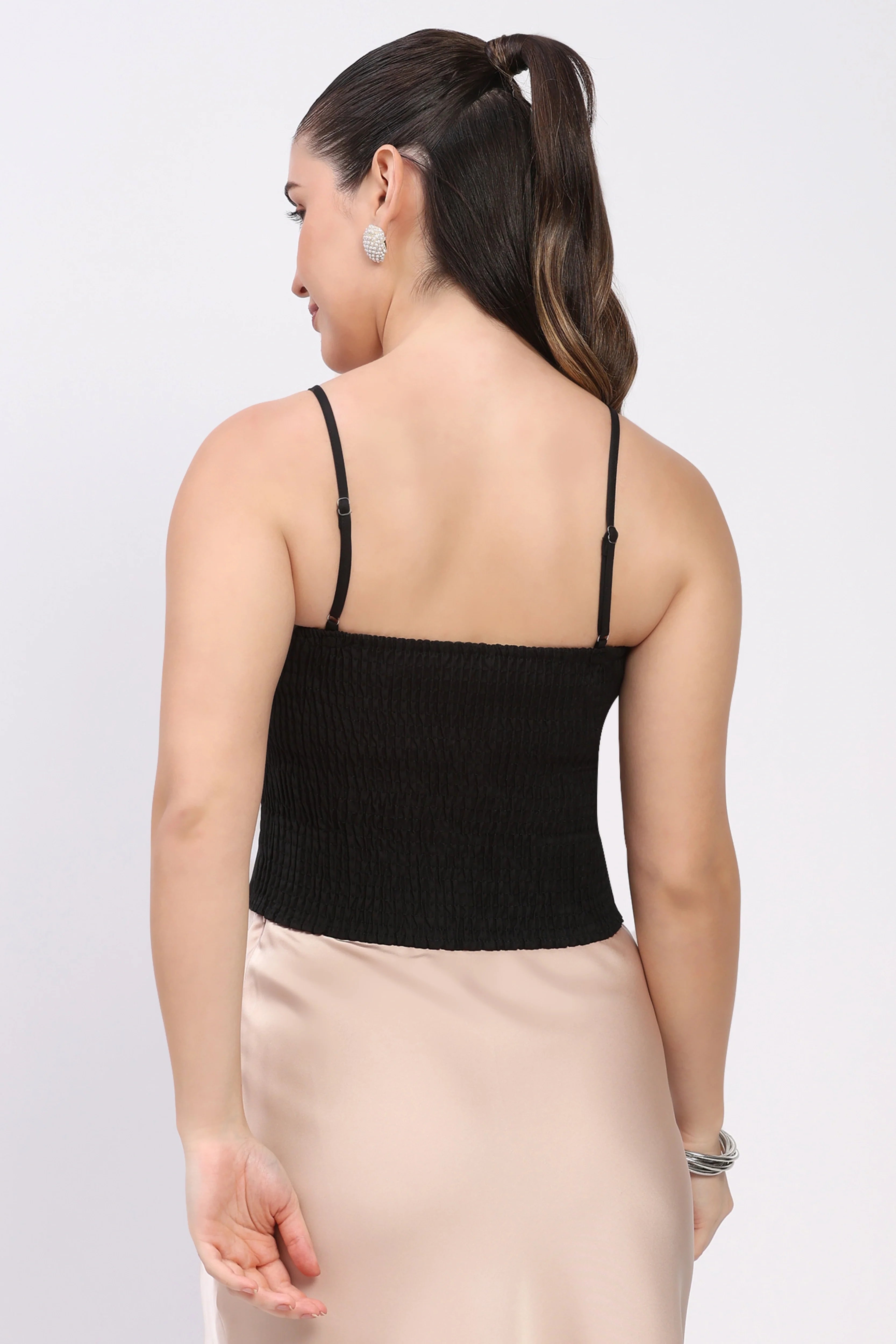 Black Bow-Detail Bralette Top-Global Republic