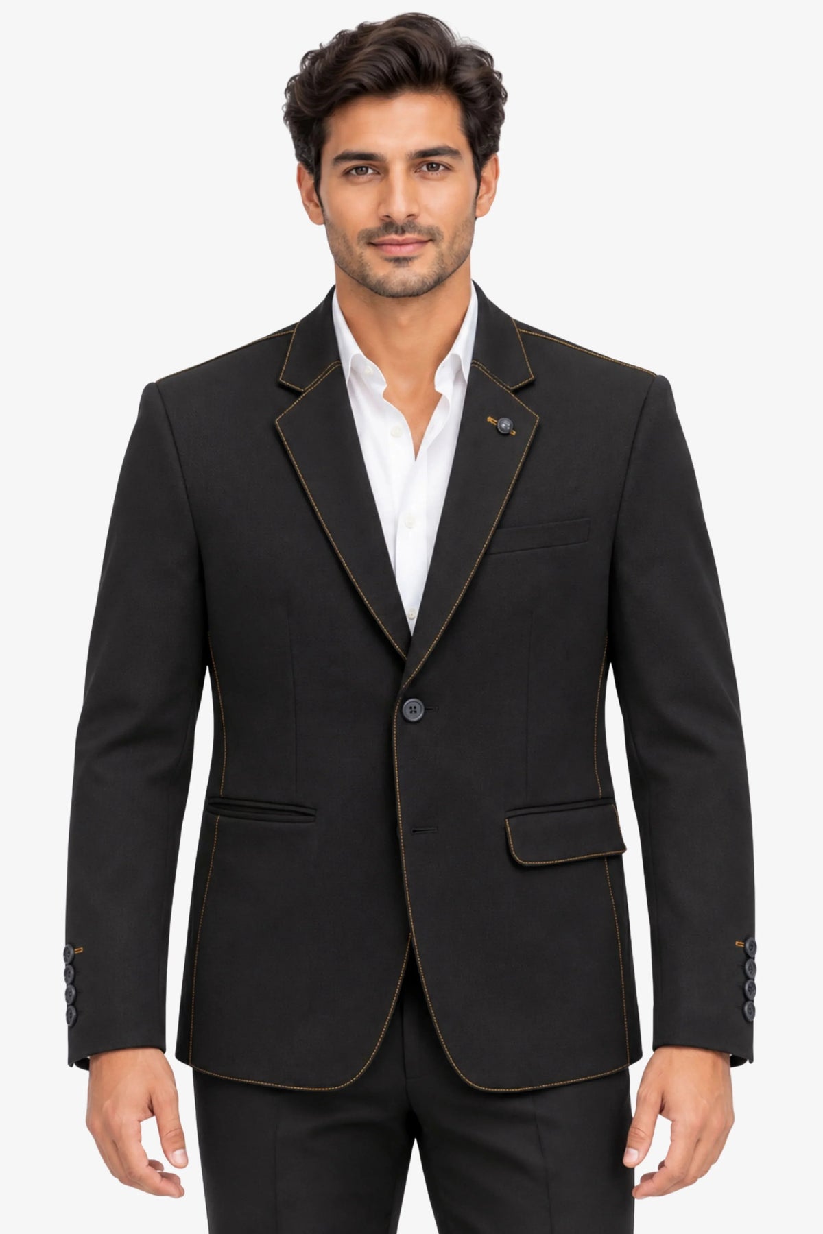 Black Contrast-Detail Coat-Global Republic