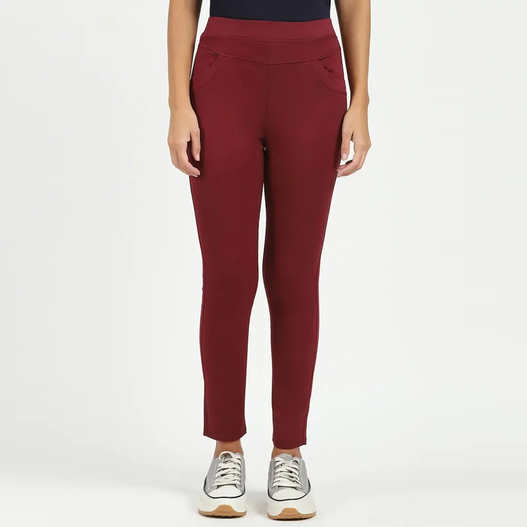 Maroon Ultra Stretchable Jegging - Global Republic