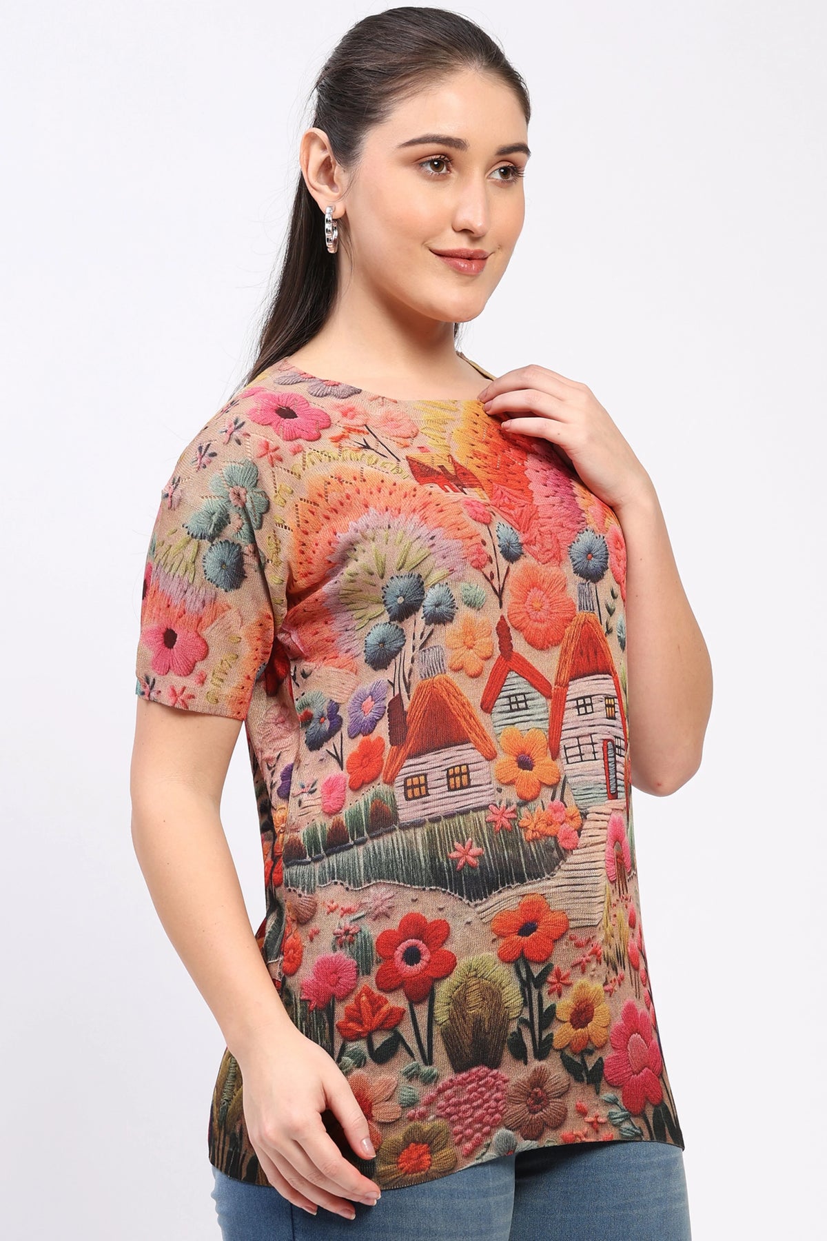 Floral Knit Winter Top-Global Republic