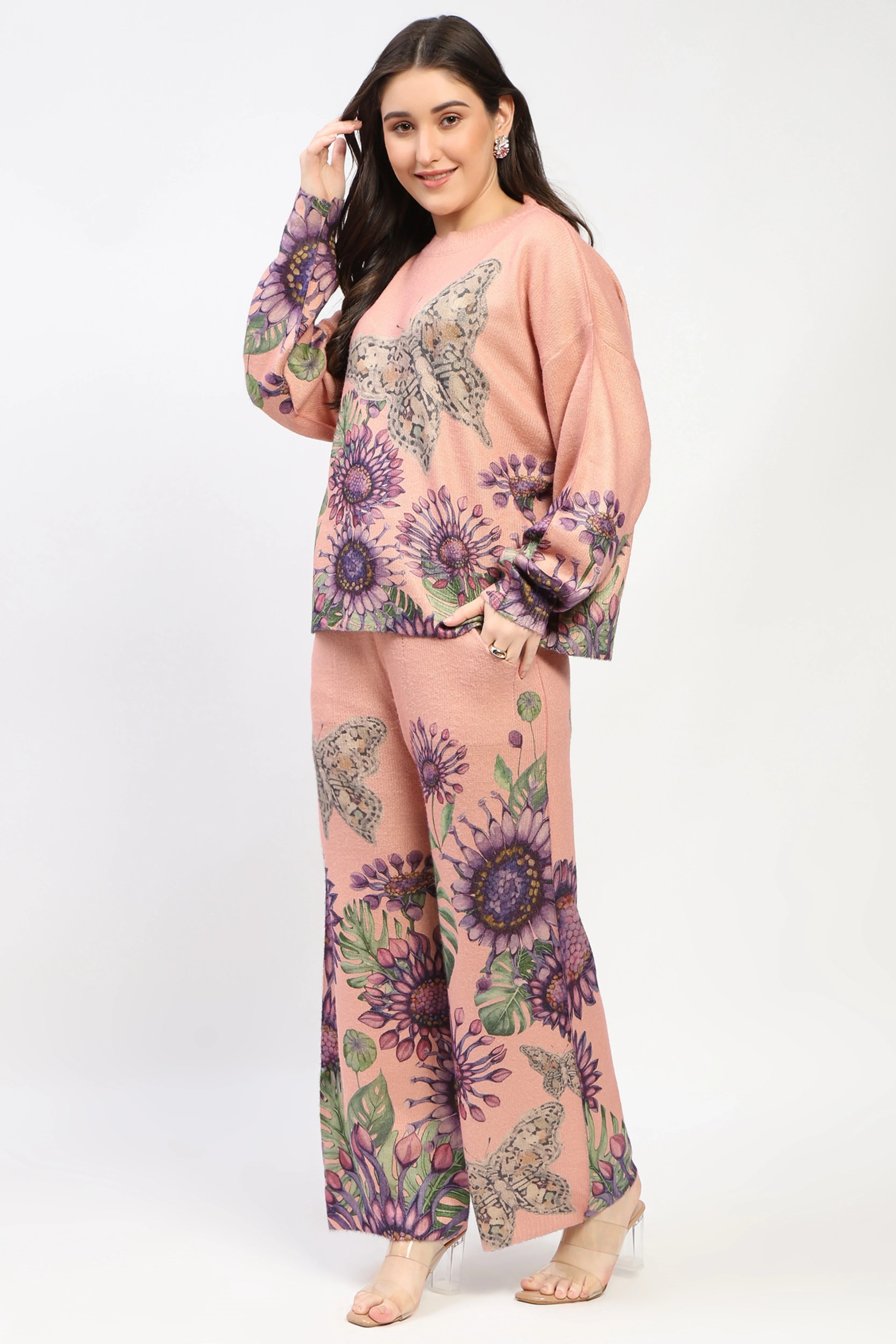 Floral Butterfly Print Co-ord Set-Global Republic
