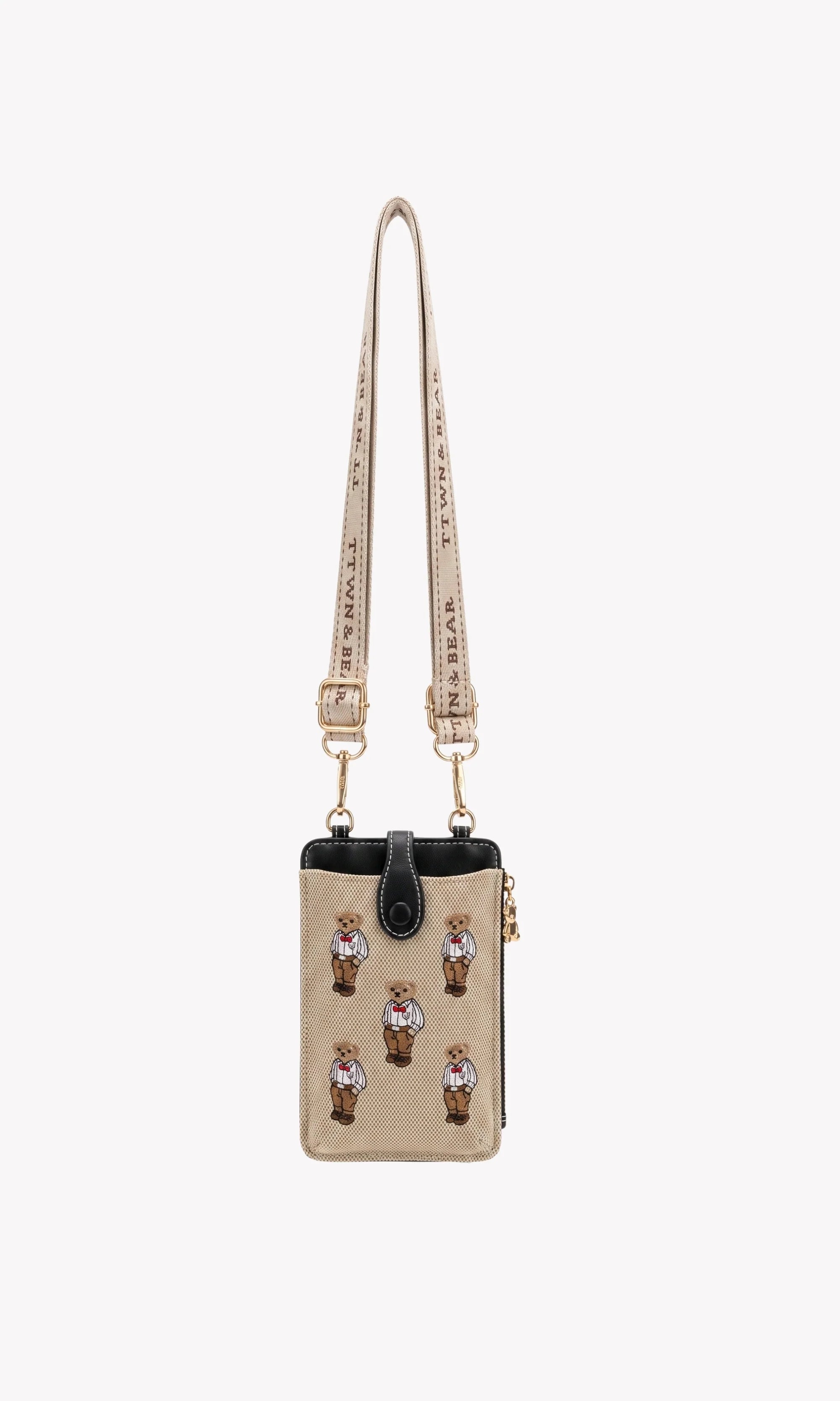 Beige & Black Mobile Sling Bag-Global Republic